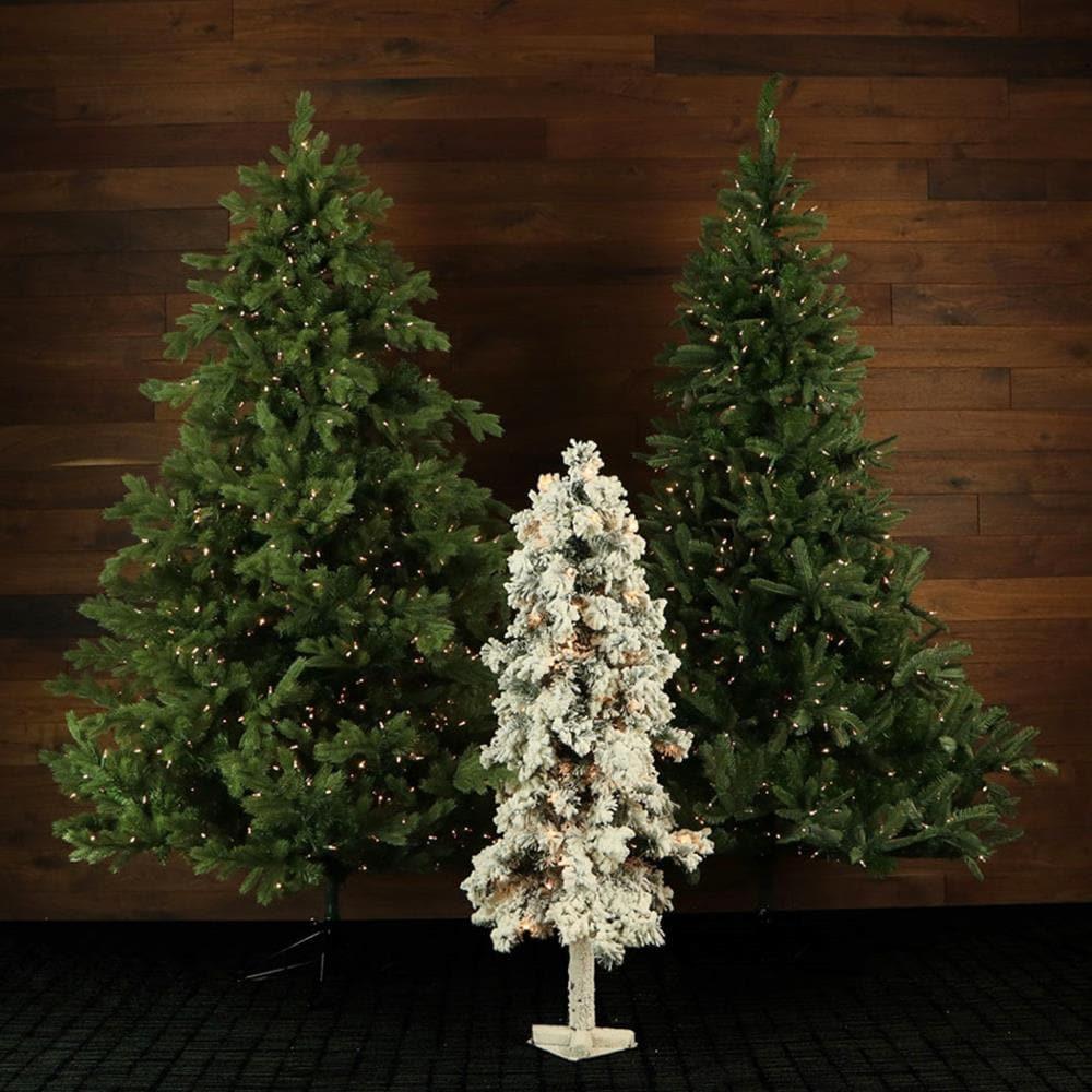 Fraser Hill Farm Set of Two 2-Ft. Snowy Alpine Artificial Trees with Clear Lights