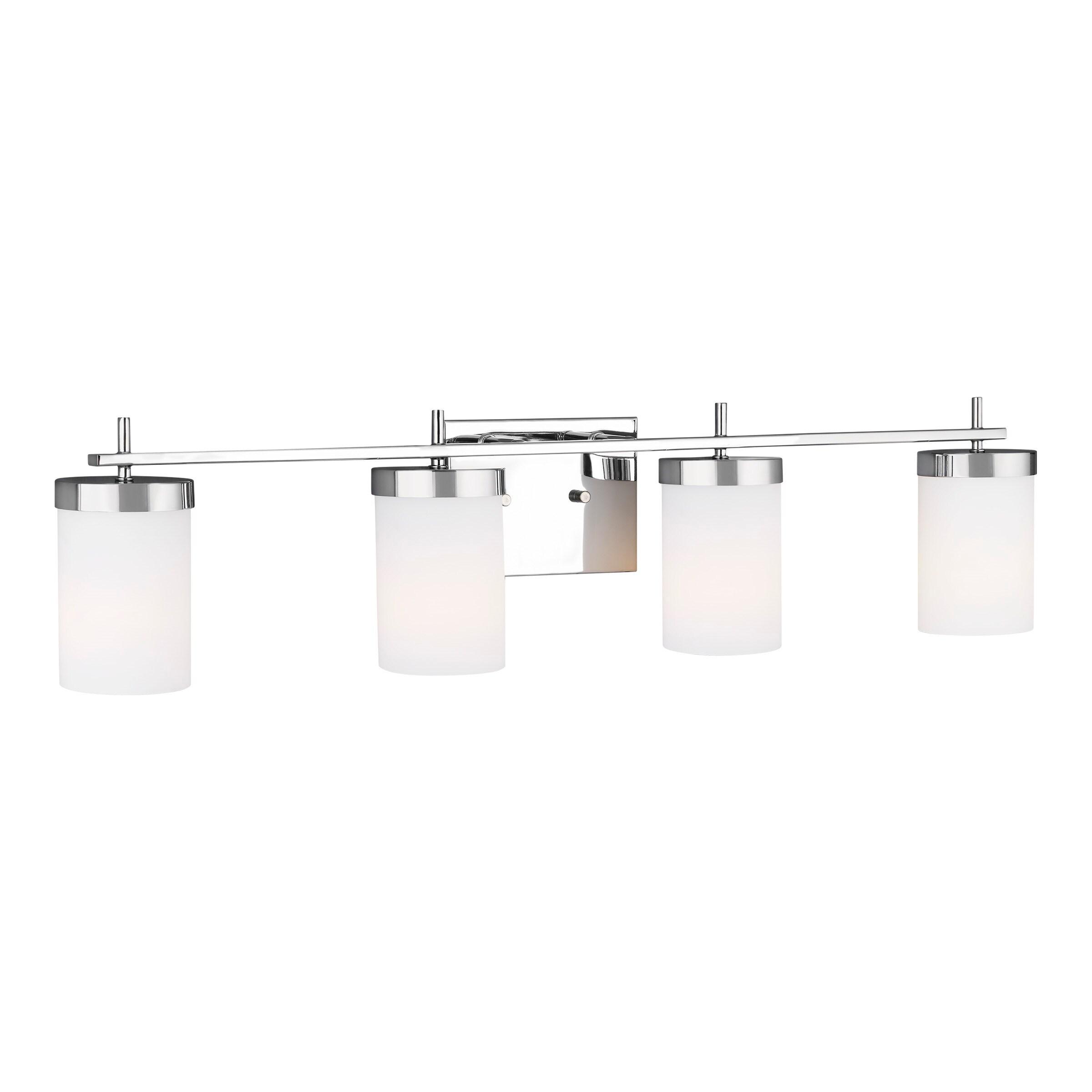 Chrome 4-Light Dimmable Cylinder Bathroom Vanity Light