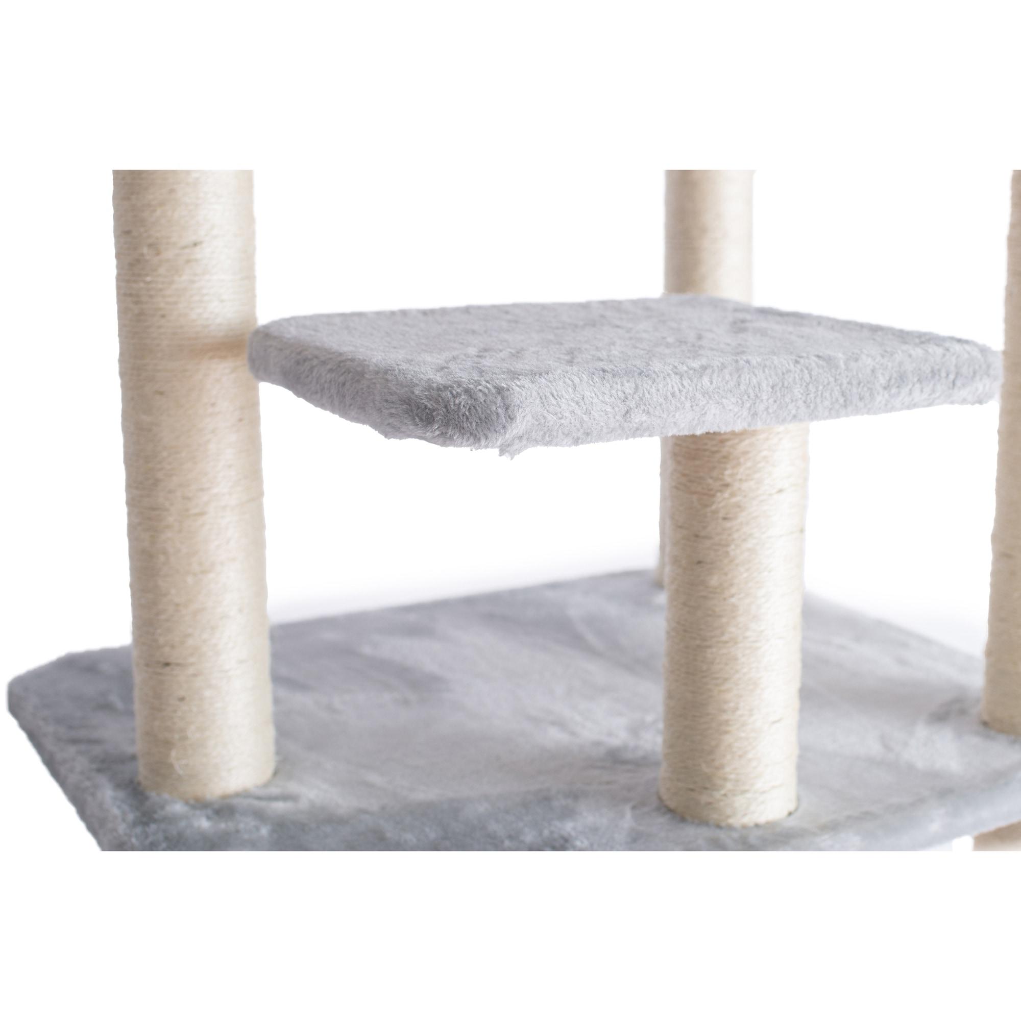 GleePet GP787408 74-Inch Real Wood Cat Tree With Seven Levels, Beige/Silver Gray