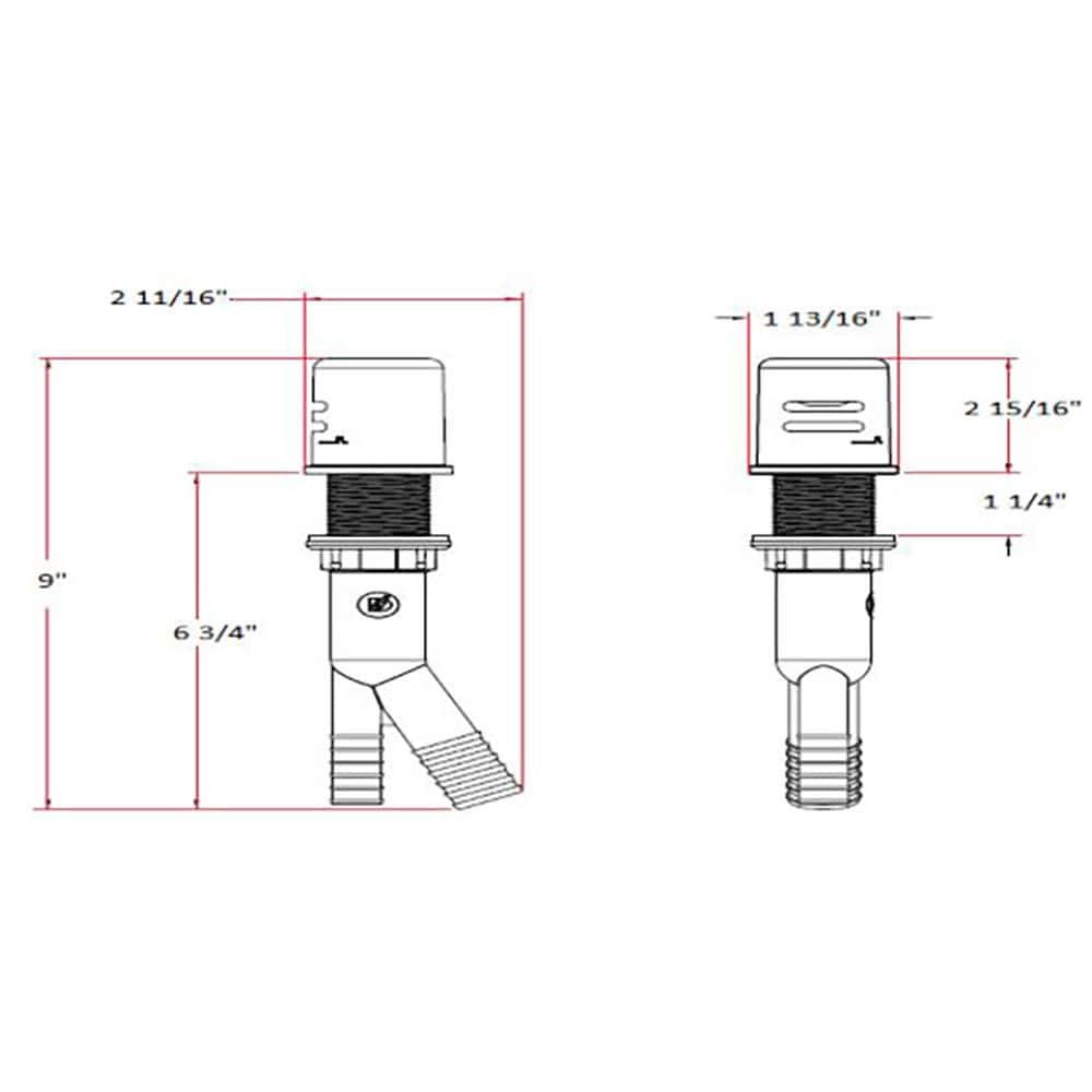 Design House 522946 Dish Washer Air Gap with Cover, Prevent Drain Water Back Up, Polished Chrome