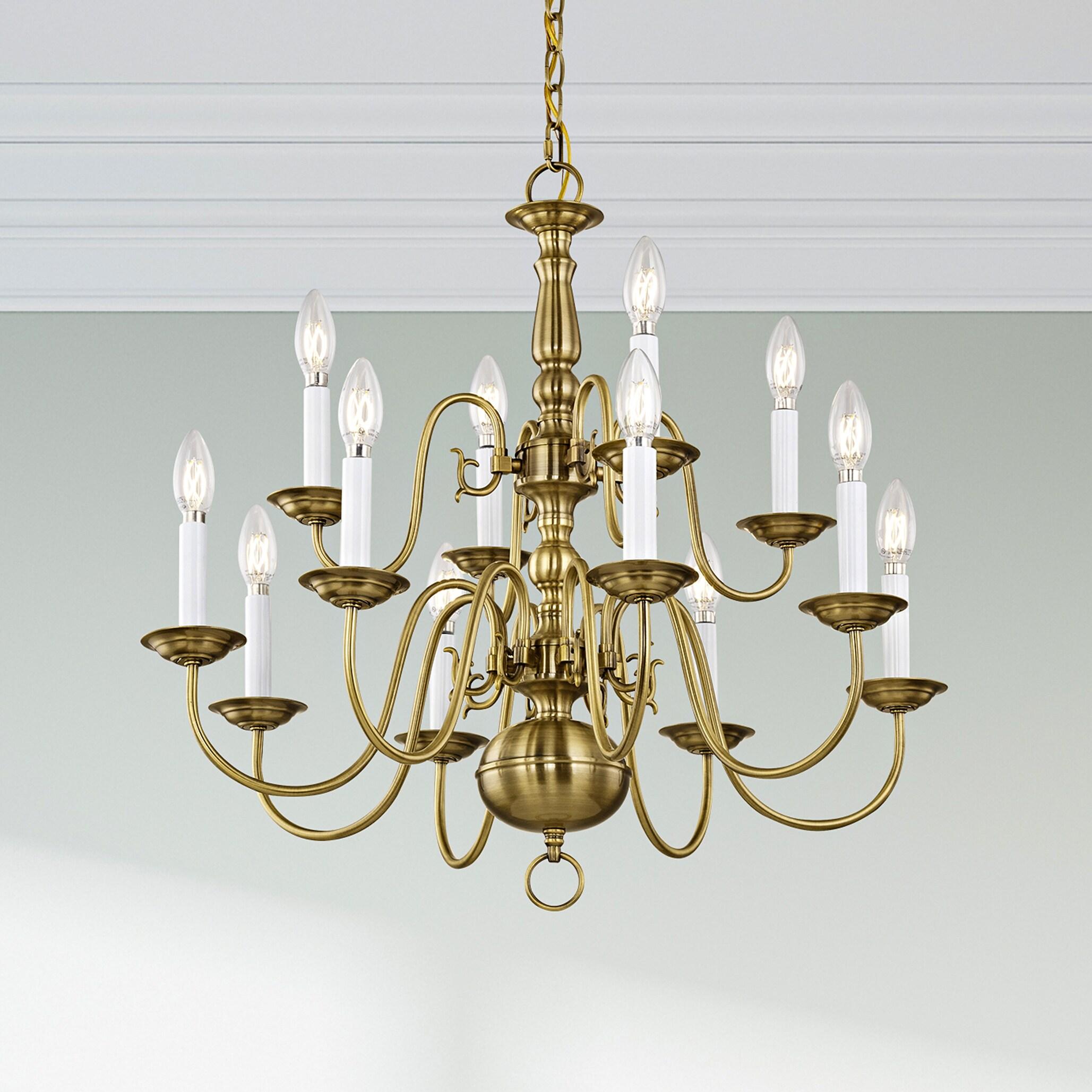 Livex Lighting Williamsburgh 12 - Light Chandelier in  Antique Brass