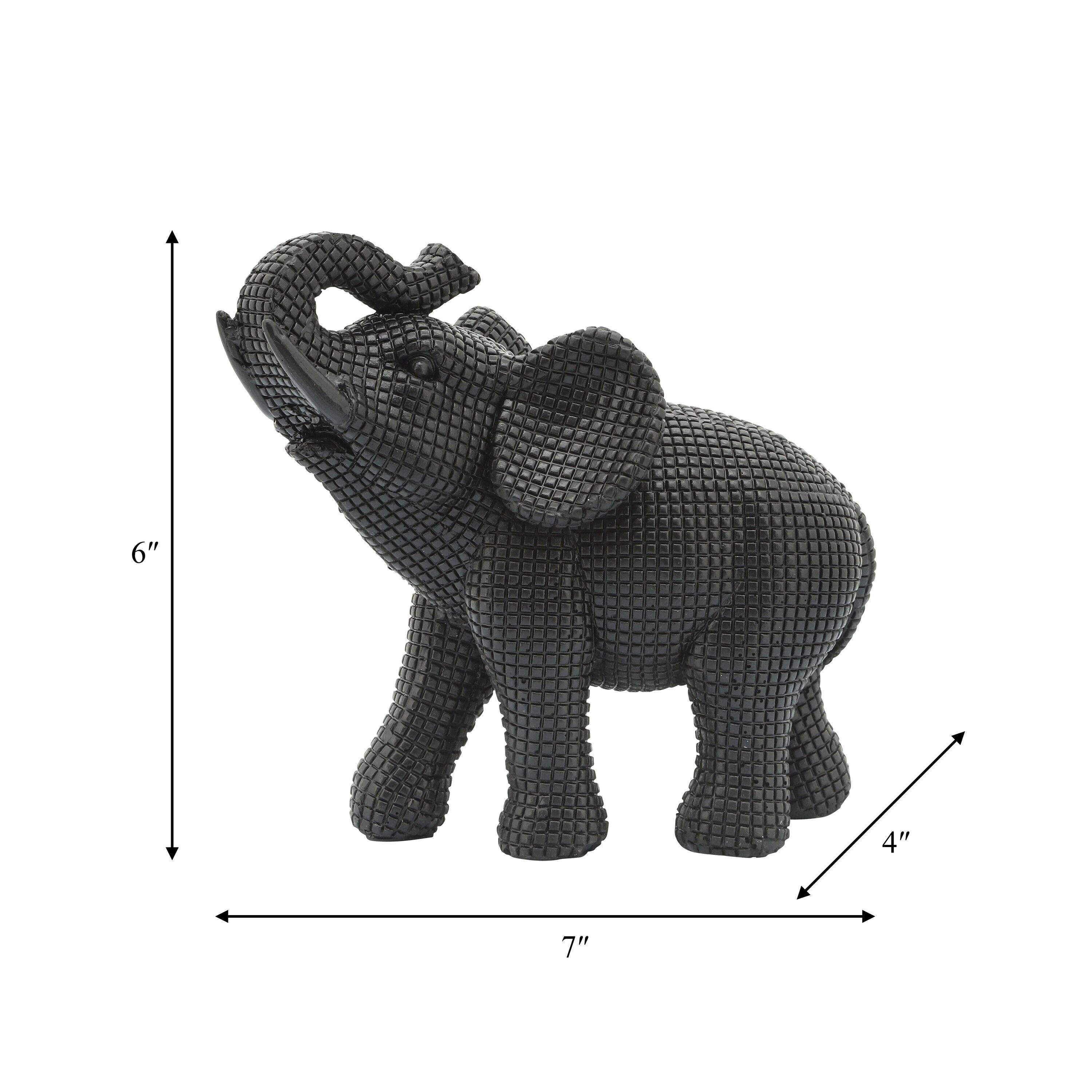 Sagebrook Home 7" Elephant Sculpture - Decorative Polyresin Black Elephant Statue For Home Decor - Table Accent, Desktop Figurine, Creative Home or