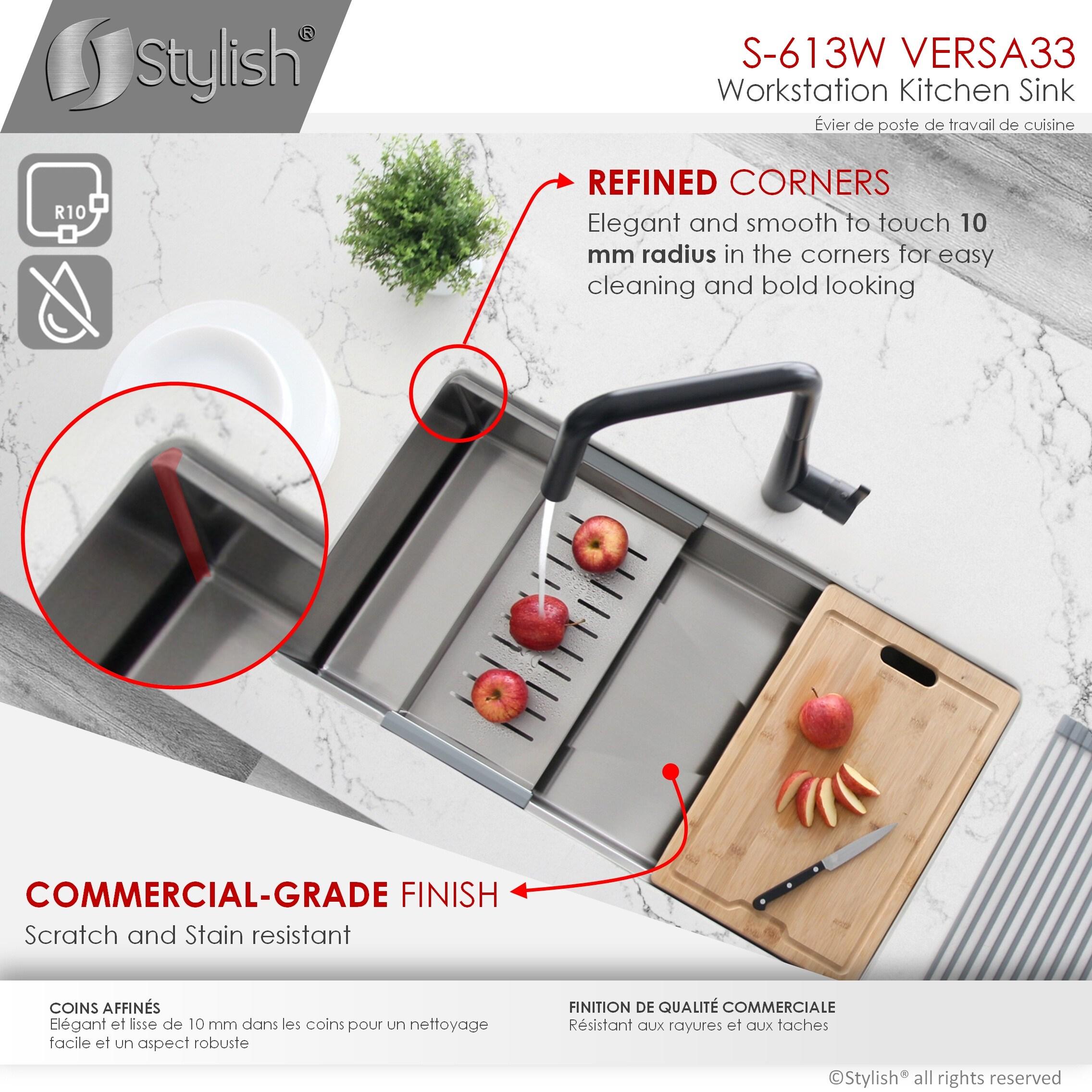 Versa 33'' Stainless Steel Single Bowl Workstation Sink with Accessories