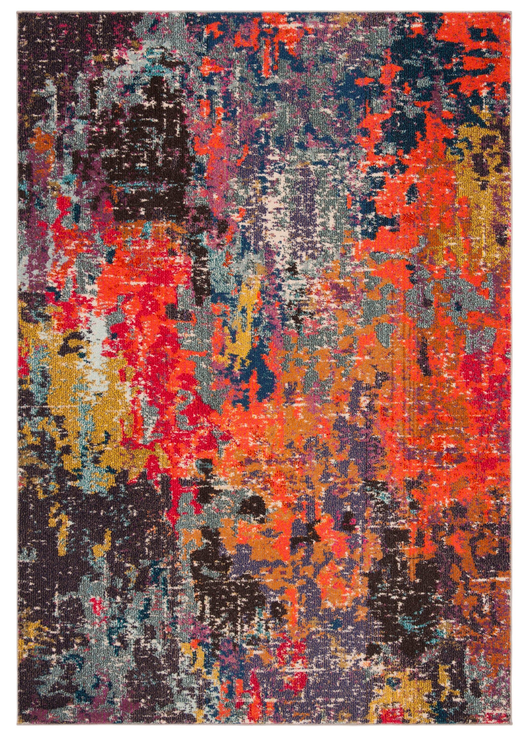 Monaco MNC266 Power Loomed Area Rug - Blue/Orange - 5'1"x7'7" - Safavieh.