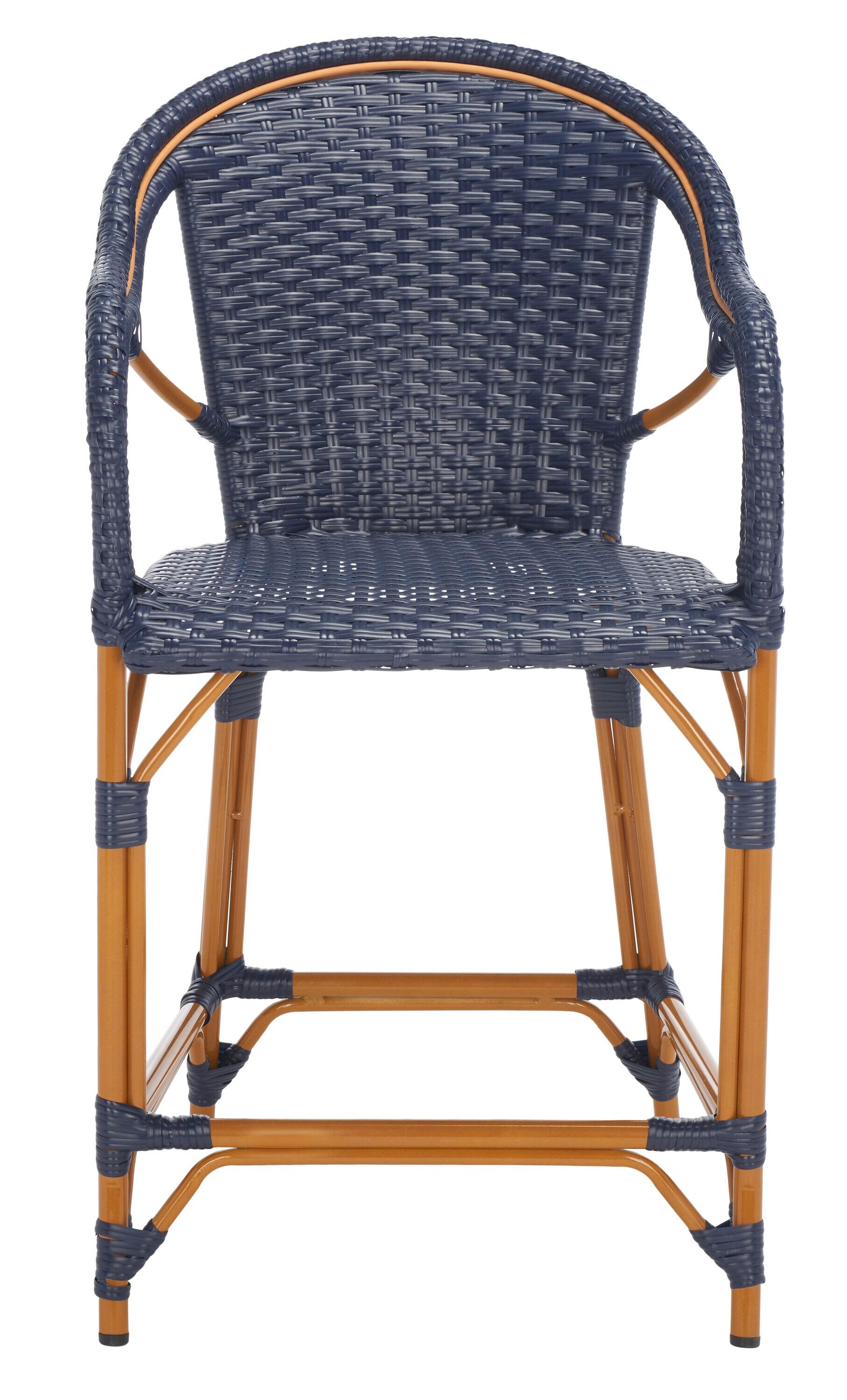 California Counter Stool With Arms - Indoor/Outdoor - PAT7533 - Navy - Safavieh