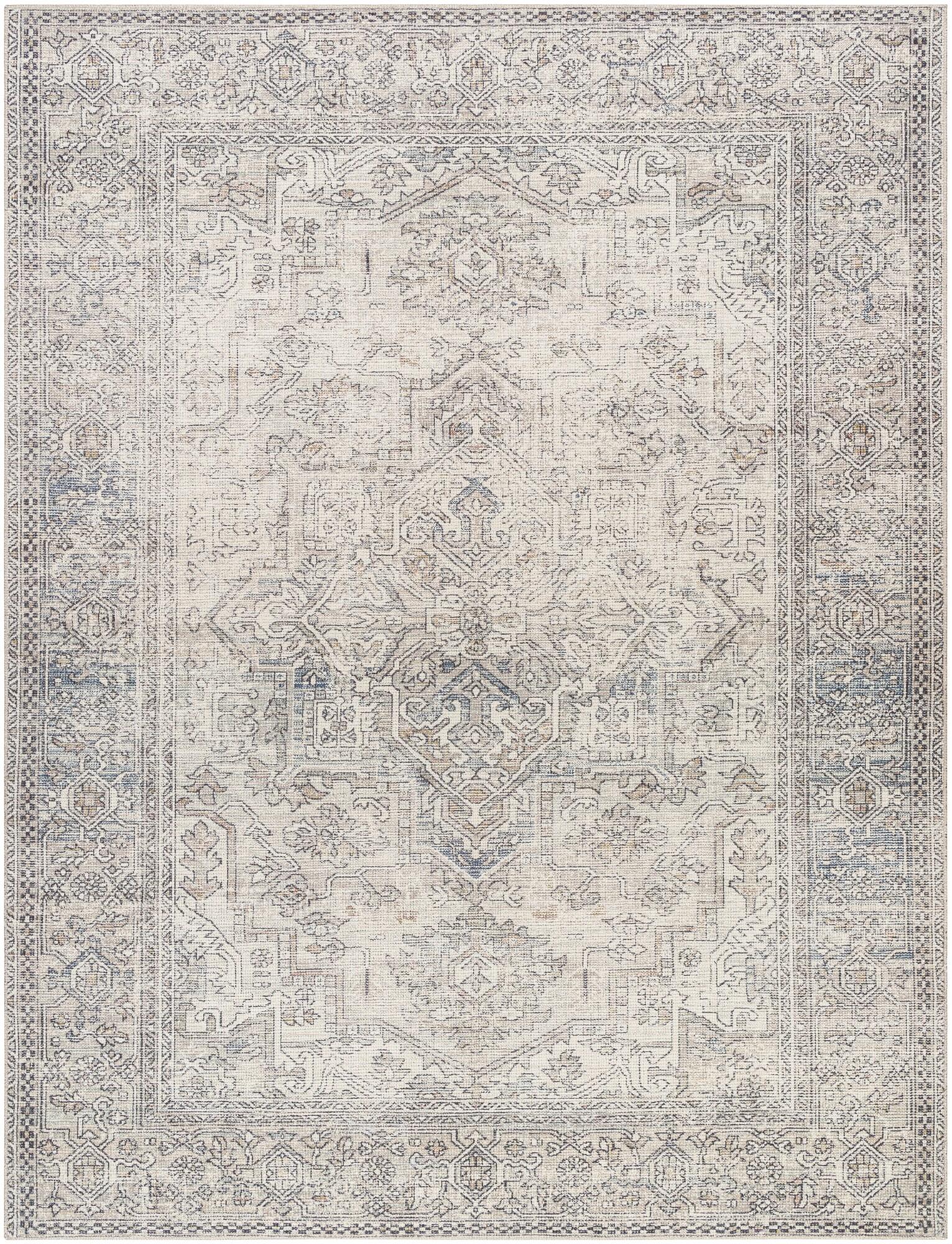 Becki Owens x Livabliss Vintage Traditional Oriental Boho Navy Cream Area Rug