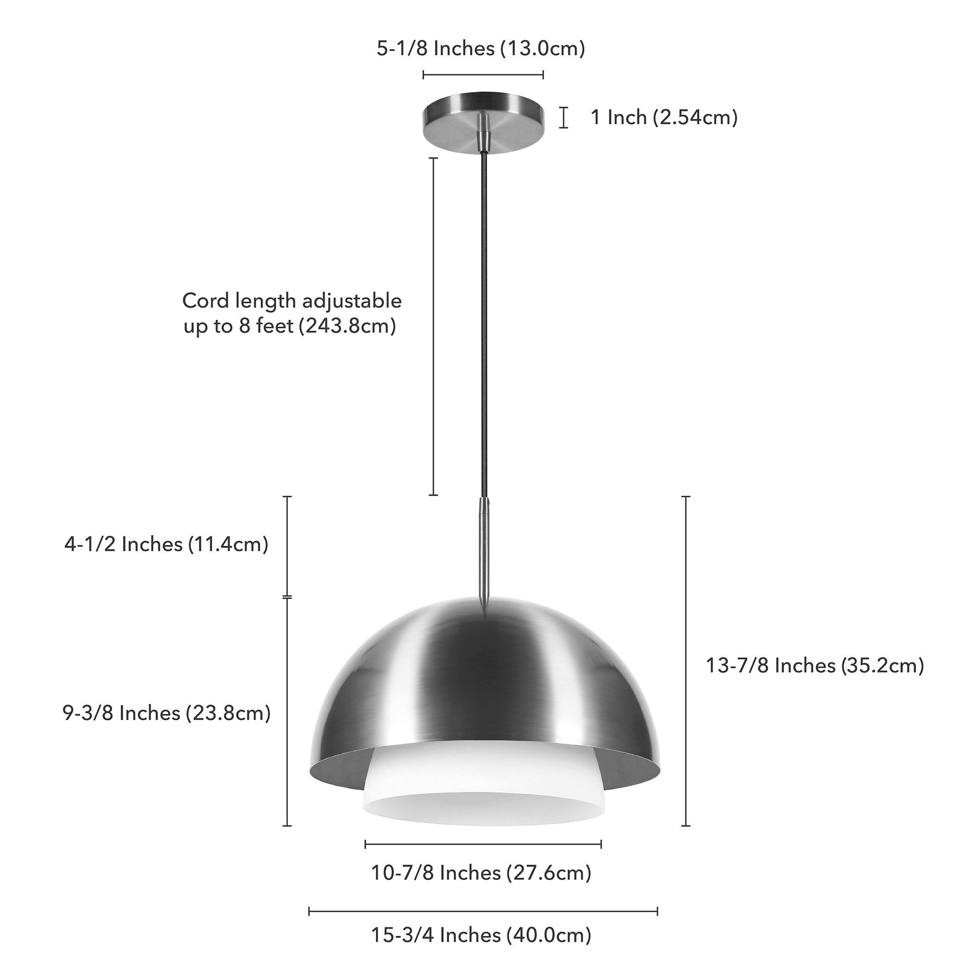 Evelyn&Zoe 15" Brushed Nickel Metal/Glass Pendant