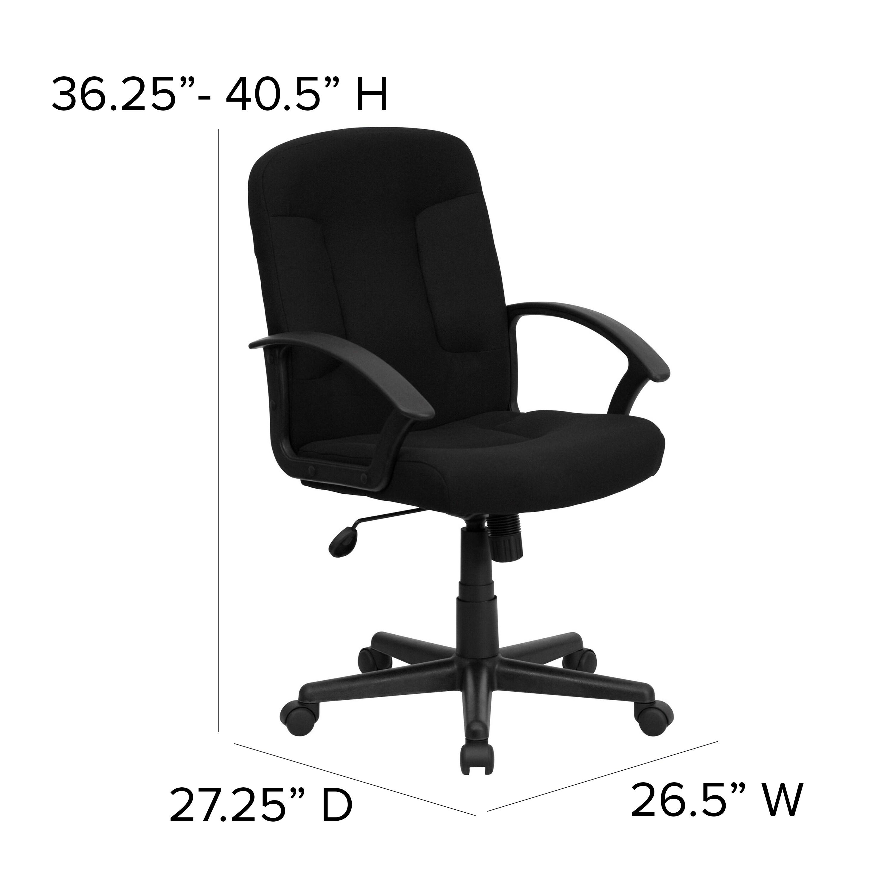 BizChair Indoor Fabric Mid-Back Swivel Office Desk Chair, Black