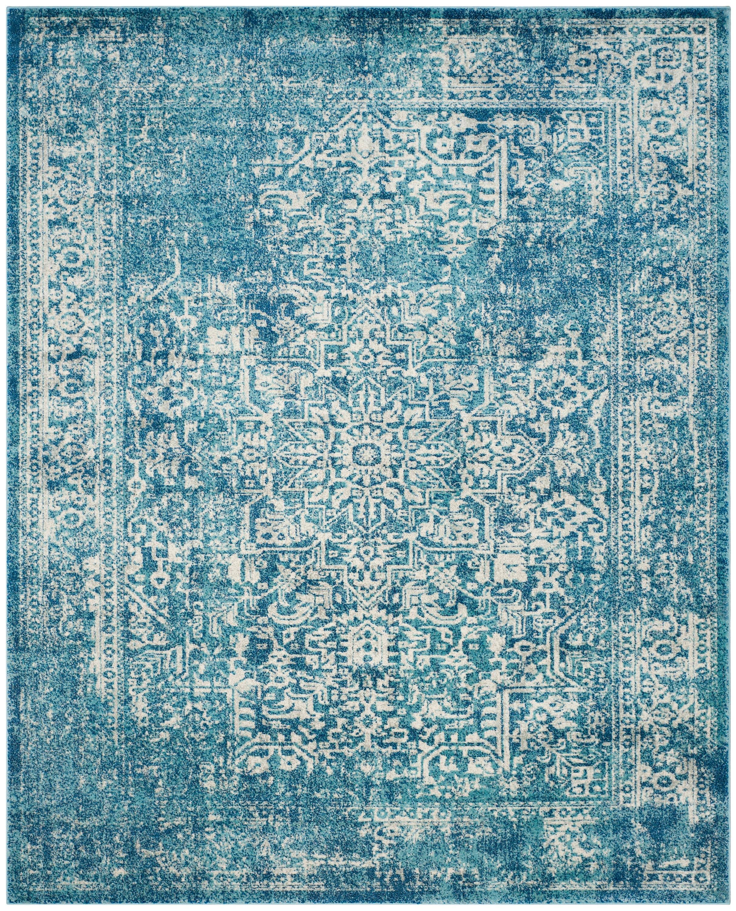 SAFAVIEH Evoke Trena Traditional Distressed Area Rug, Blue/Ivory, 11' x 15'