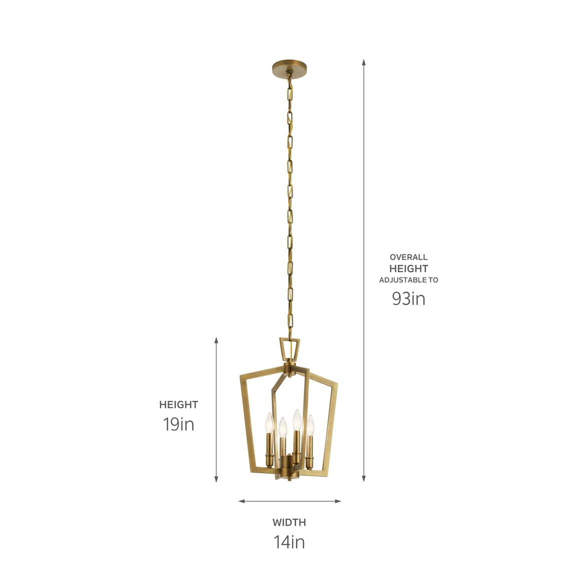 Kichler Lighting Abbotswell 4 - Light Pendant in  Natural Brass