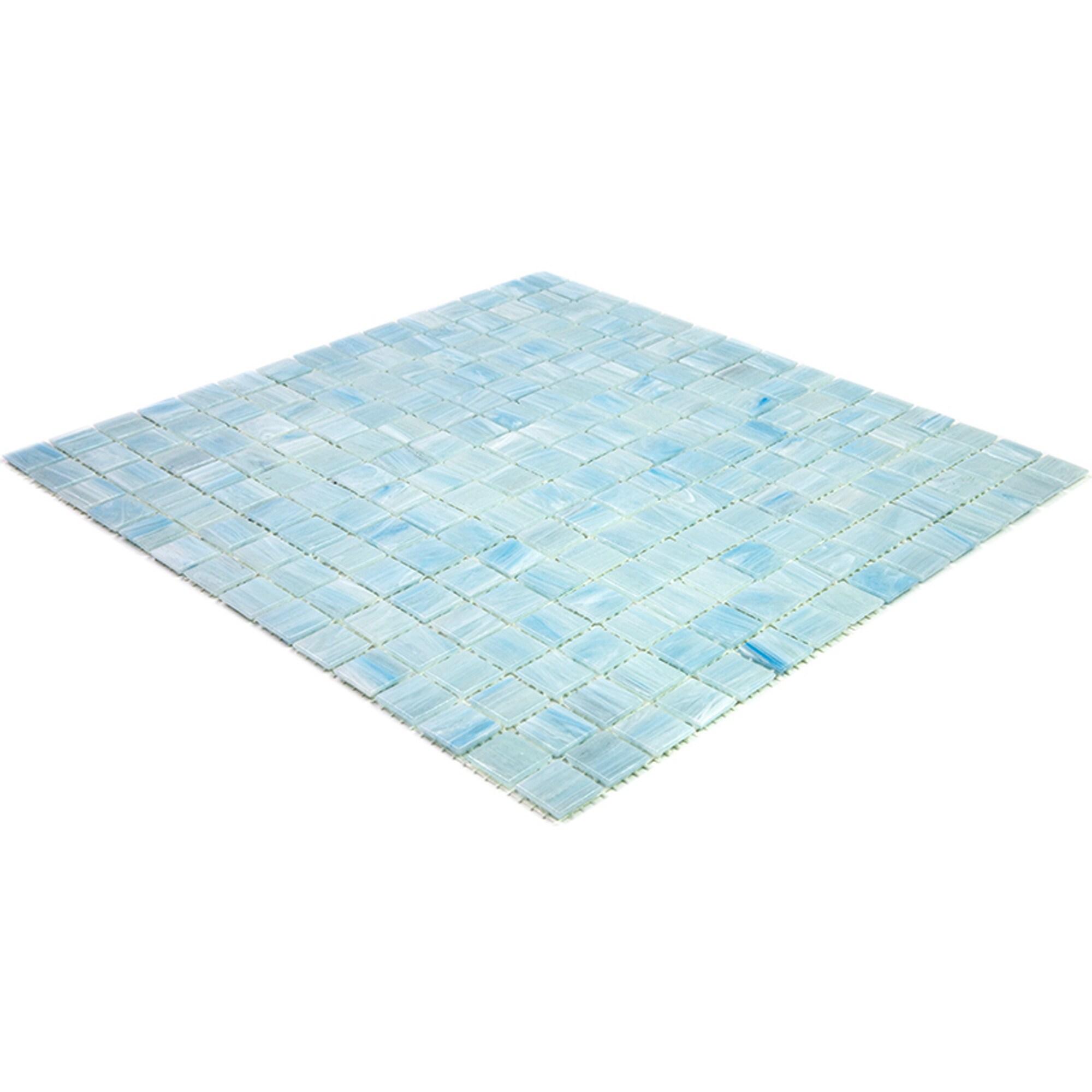 Apollo Tile Celestial 12 in. x 12 in. Glossy Yale Blue Glass Mosaic Wall and Floor Tile (10 sq. ft./case) (10-pack)
