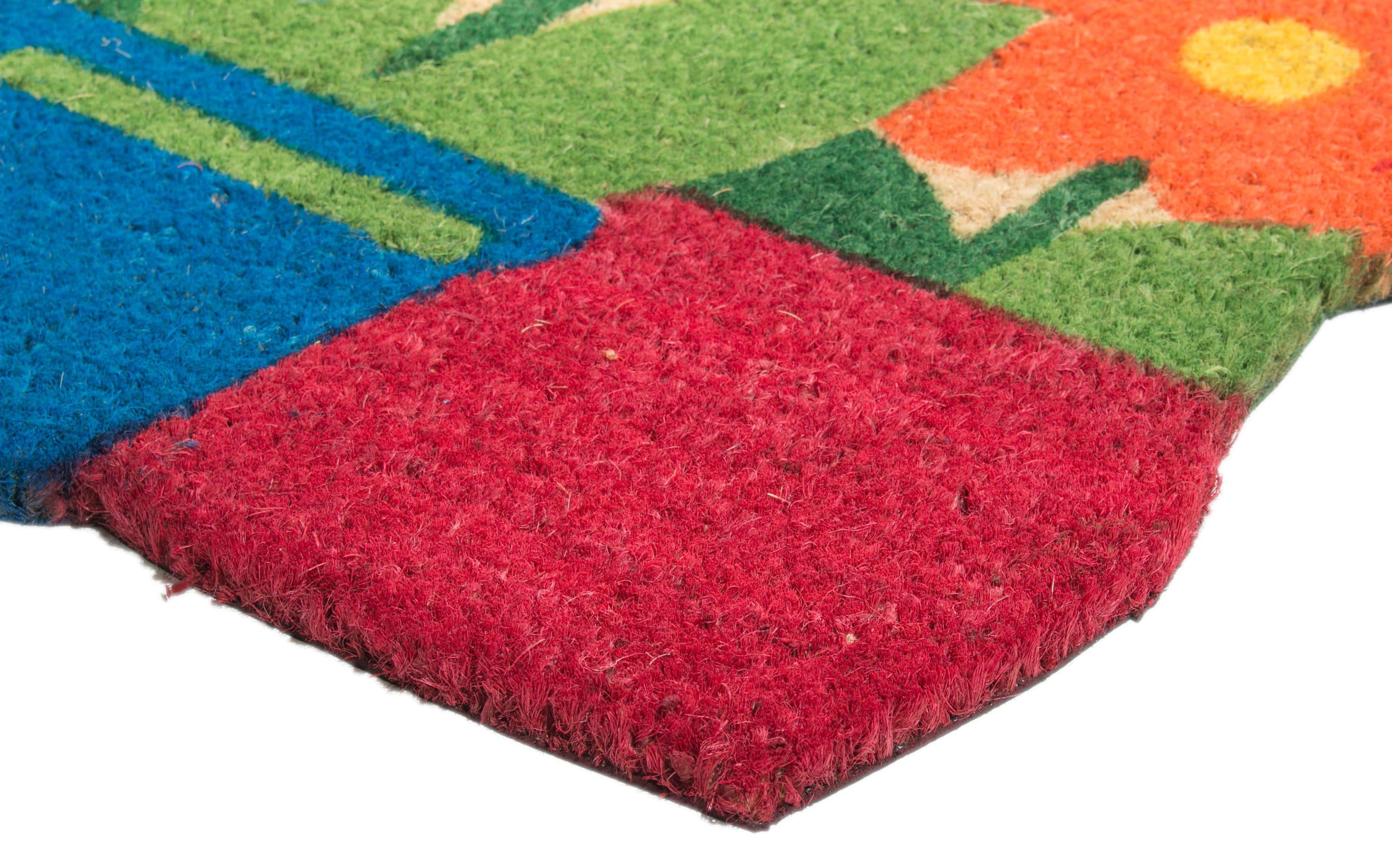 Imports D√©cor Vinyl Backed Coir Doormat, Flower Pots, 18 by 30-Inch