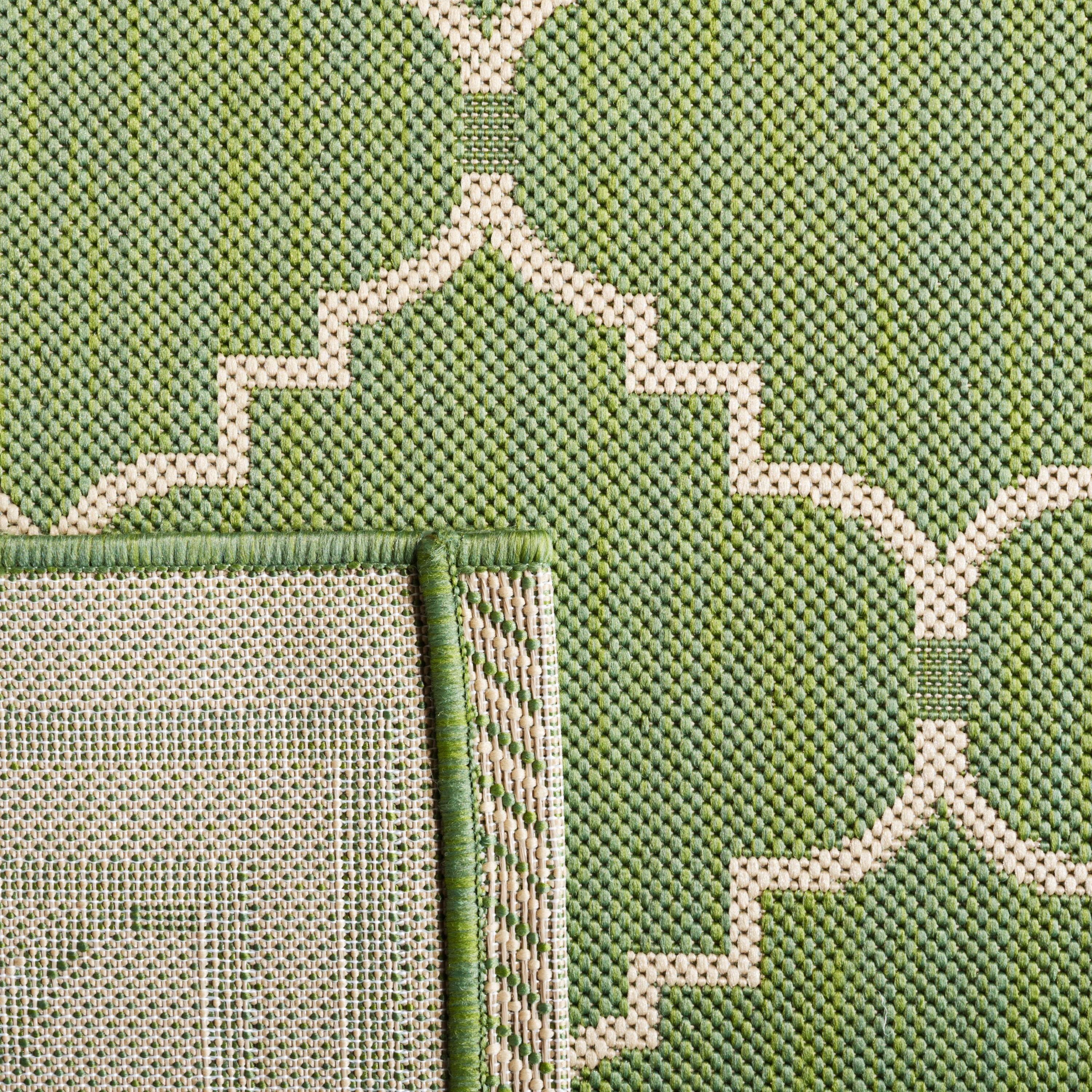 Courtyard CY6889 Power Loomed Indoor and Outdoor Area Rug - Green/Beige - 6'7"x6'7" - Safavieh