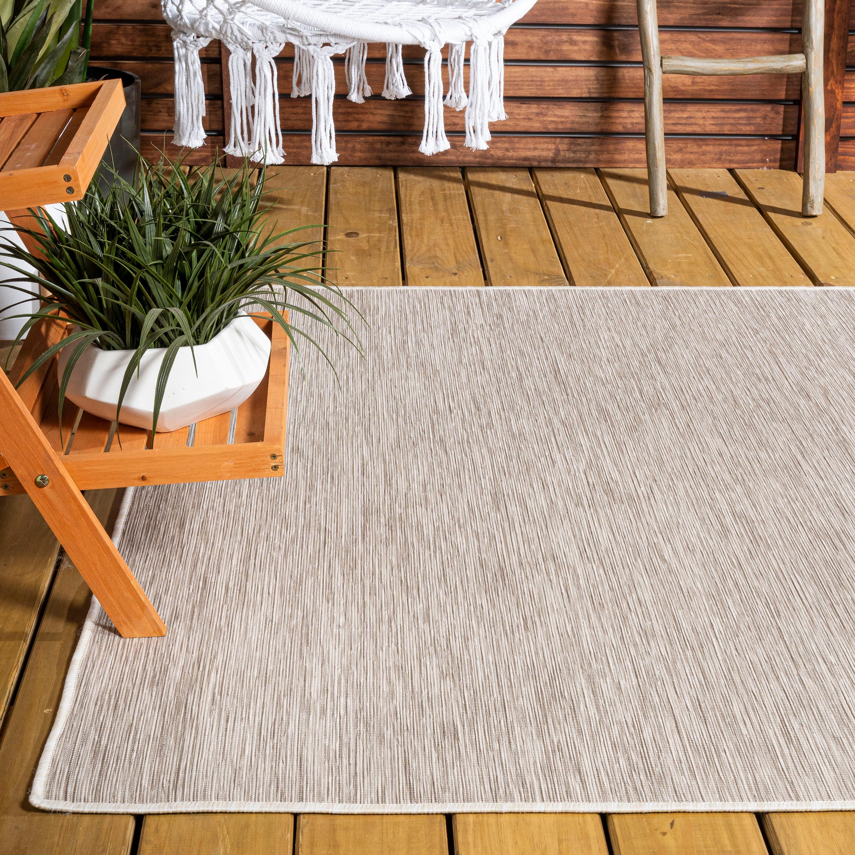 8'x10' Ethan Modern Flatweave Solid  Area Rug, Light Gray - JONATHAN Y