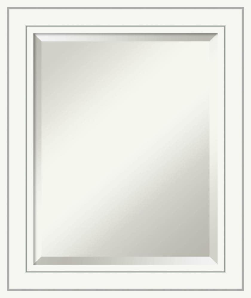 Amanti Art Beveled Wood Bathroom Wall Mirror - Craftsman White Frame Outer Size: 21 x 25 in
