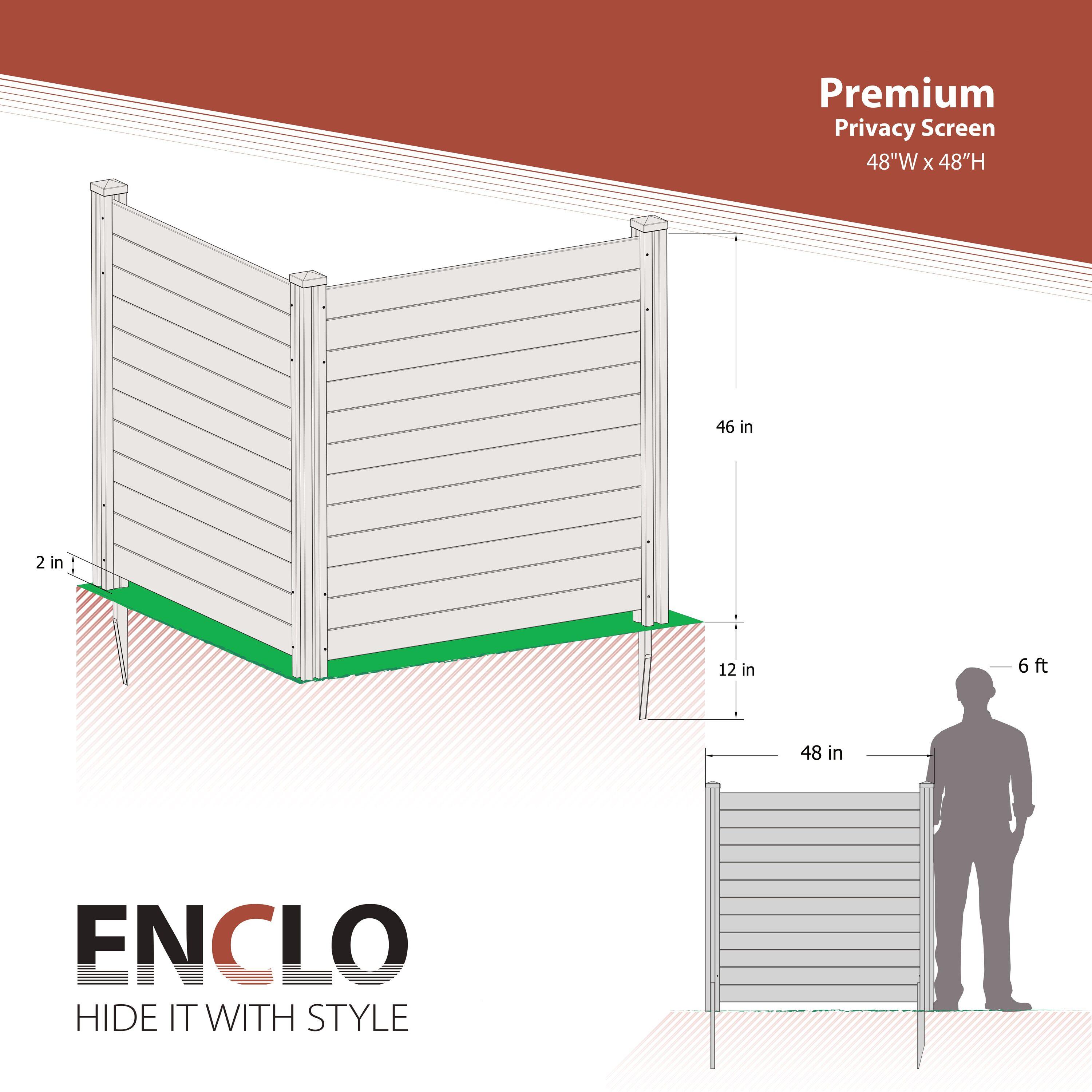 4ft H x 4ft W (2 Panels) No Dig Enclo Premium White Vinyl Privacy Screen, Outdoor Privacy Panels, Use As Air Conditioner Fence, Trash Can Enclosure, Pool Equipment Enclosure, ZP19014