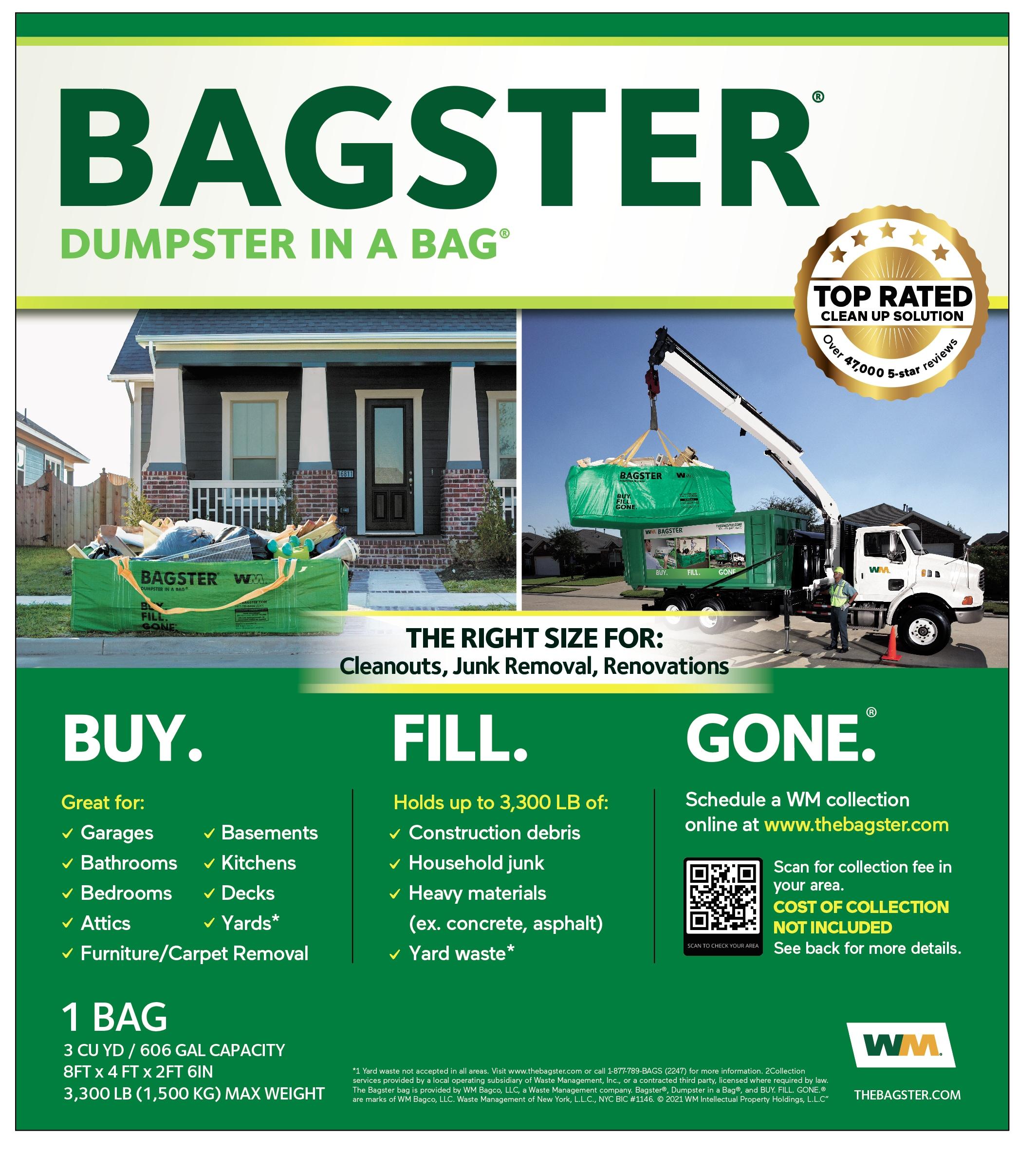 Waste Management Bagster Dumpster in a Bag Green