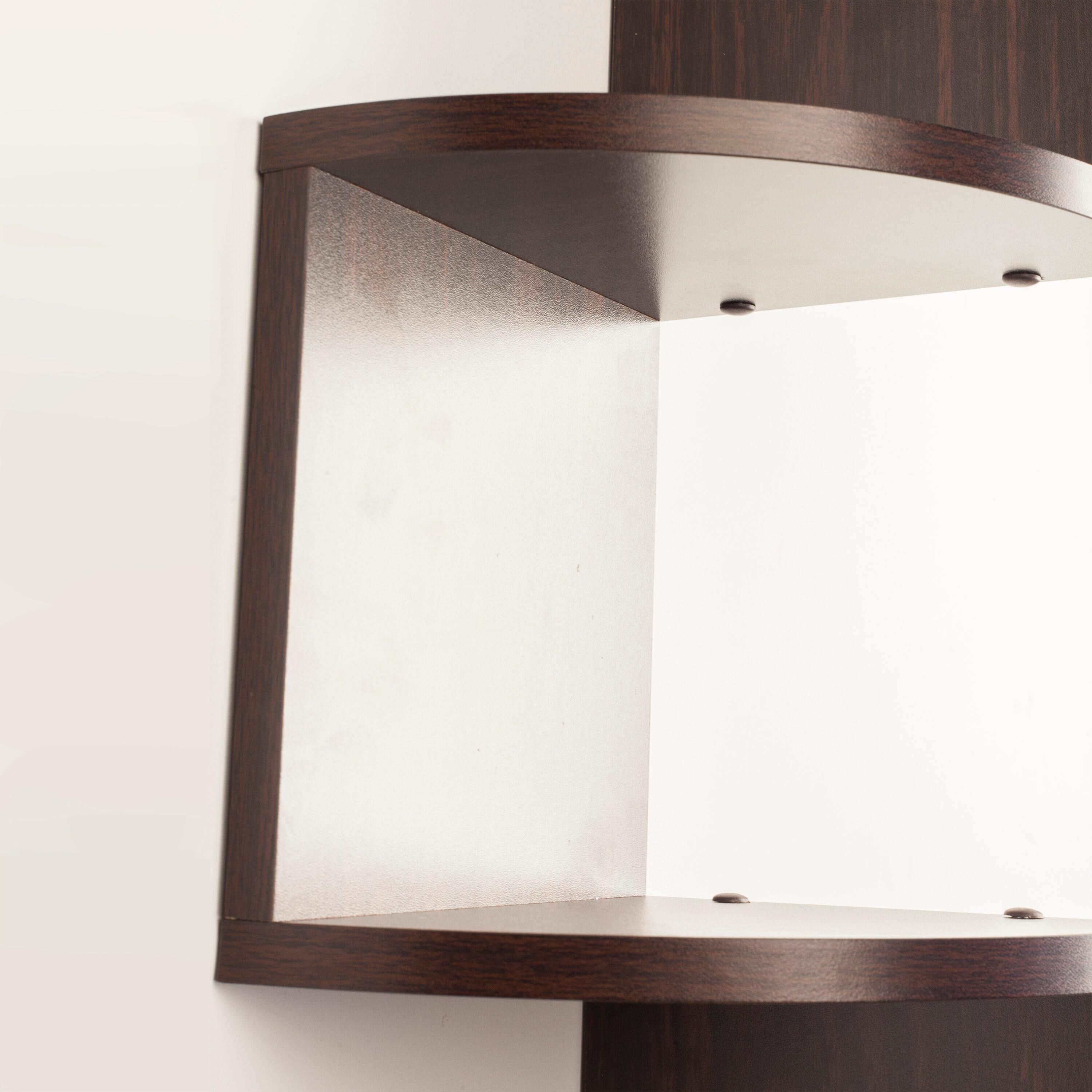 48.5" x 7.7" Zigzag Corner Shelf Walnut - Danya B.: Modern Laminated MDF, 5-Tier Floating Design