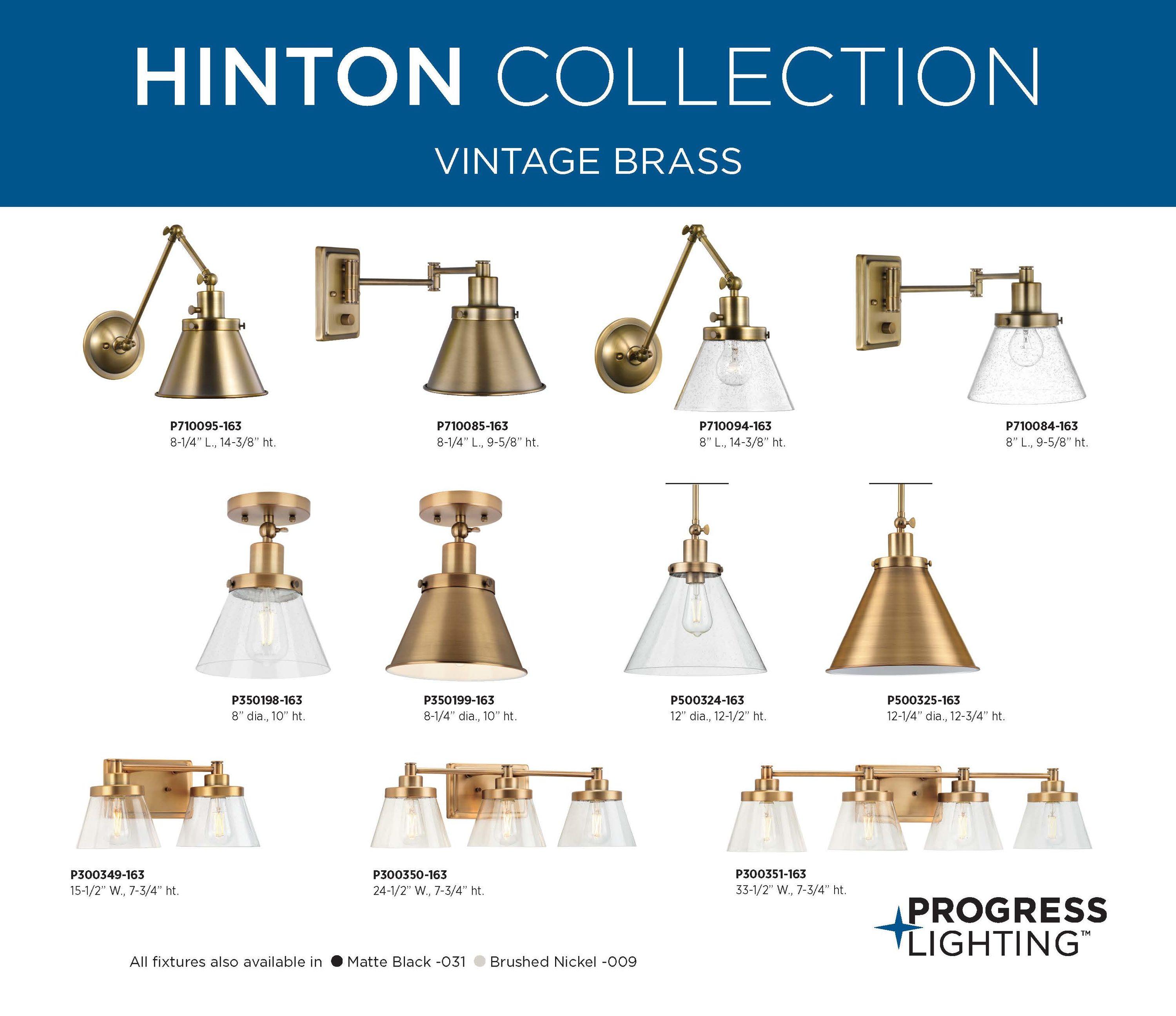 P350199-163-Progress Lighting-Hinton - 1 Light Flush Mount-Vintage Brass Finish