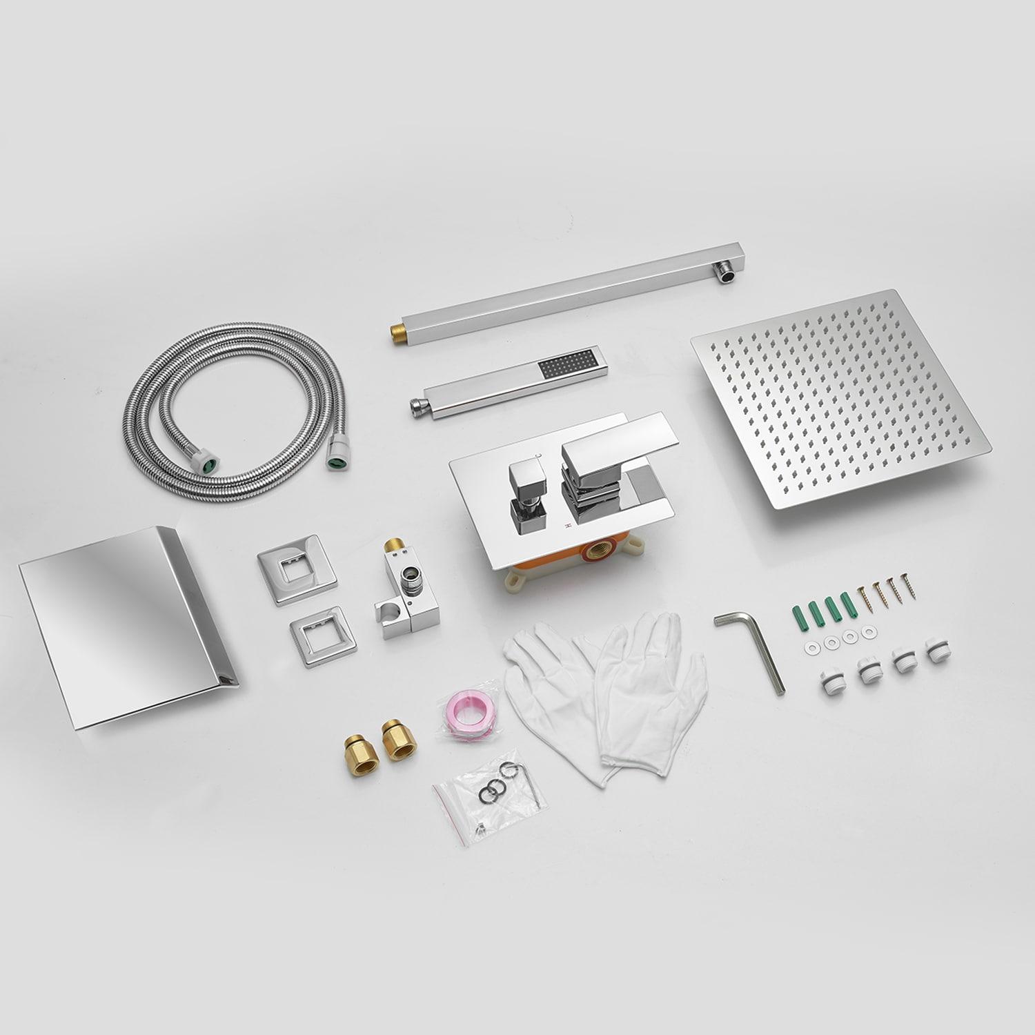 3-Spray Patterns With 2.5 GPM 12 in. Showerhead Wall Mounted Dual Shower Heads with Valve