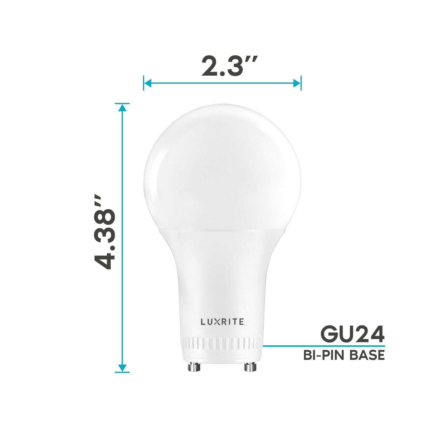 Luxrite A19 LED Bulb, 60W Equivalent, 3000K Soft White, Dimmable, 800 Lumens, Enclosed Fixture Rated, UL Listed, GU24 Base 24 Pack