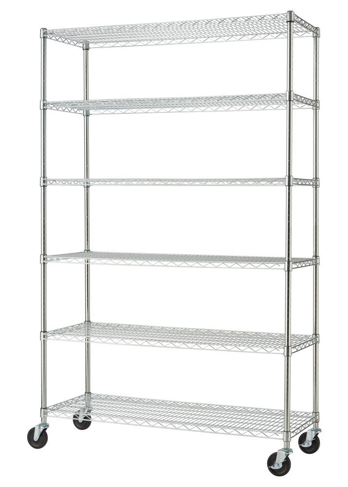 TRINITY EcoStorage 6-Tier NSF Steel Wire Shelving Unit w/ Wheels (48 in. W x 18 in. D)