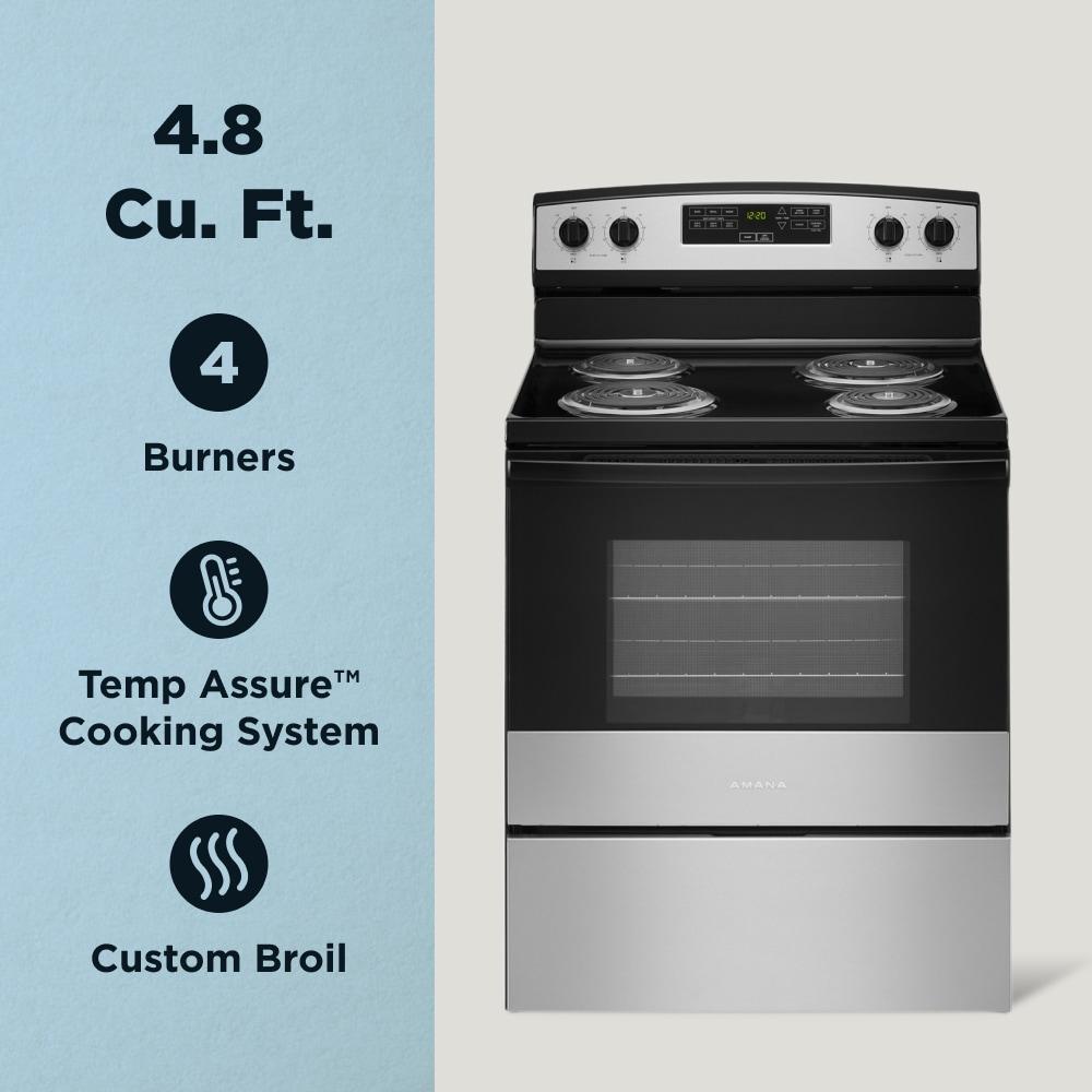 Amana 30-inch 4.8 cu ft Electric Range in Stainless Steel
