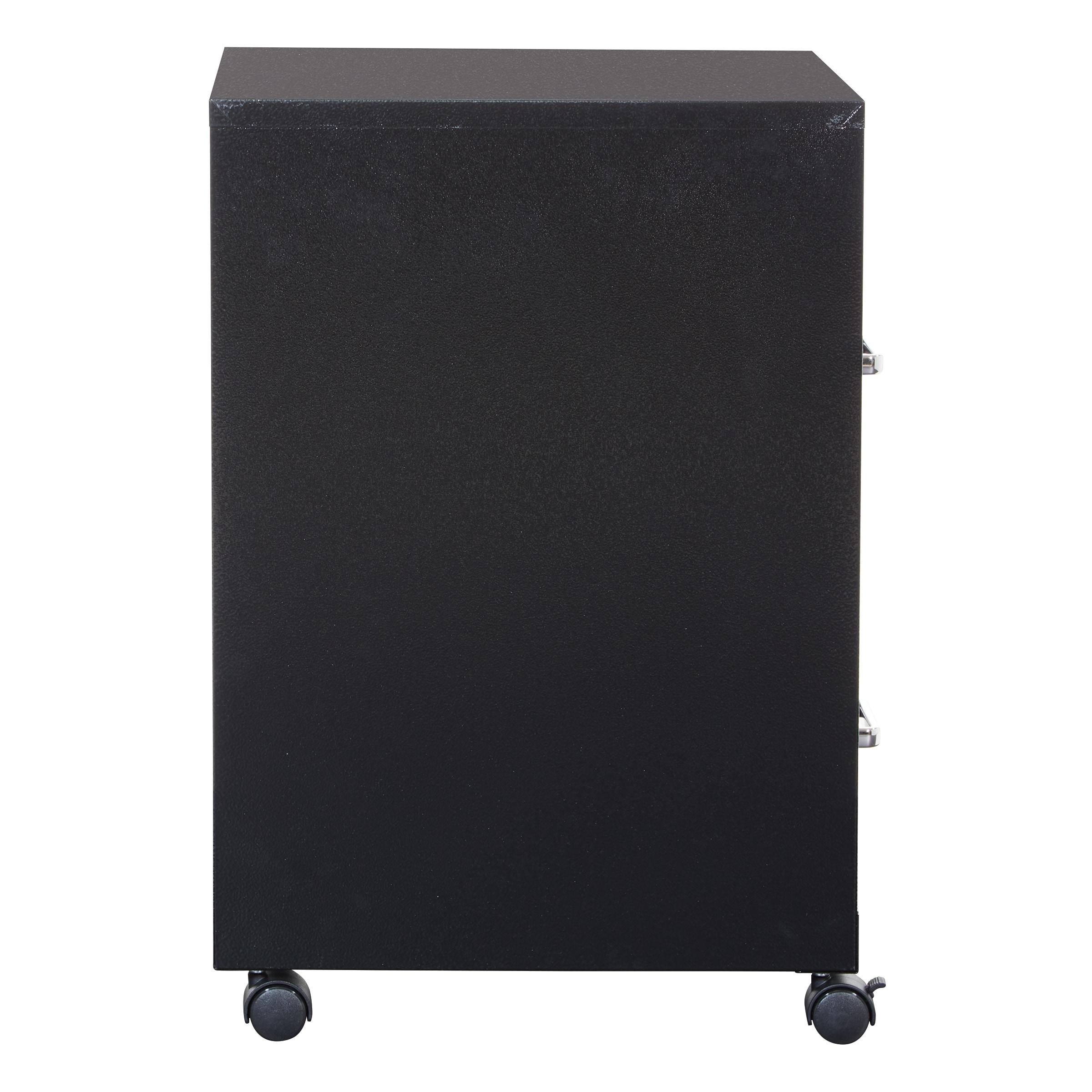 2 Drawer Mobile Locking Metal File Cabinet in Black