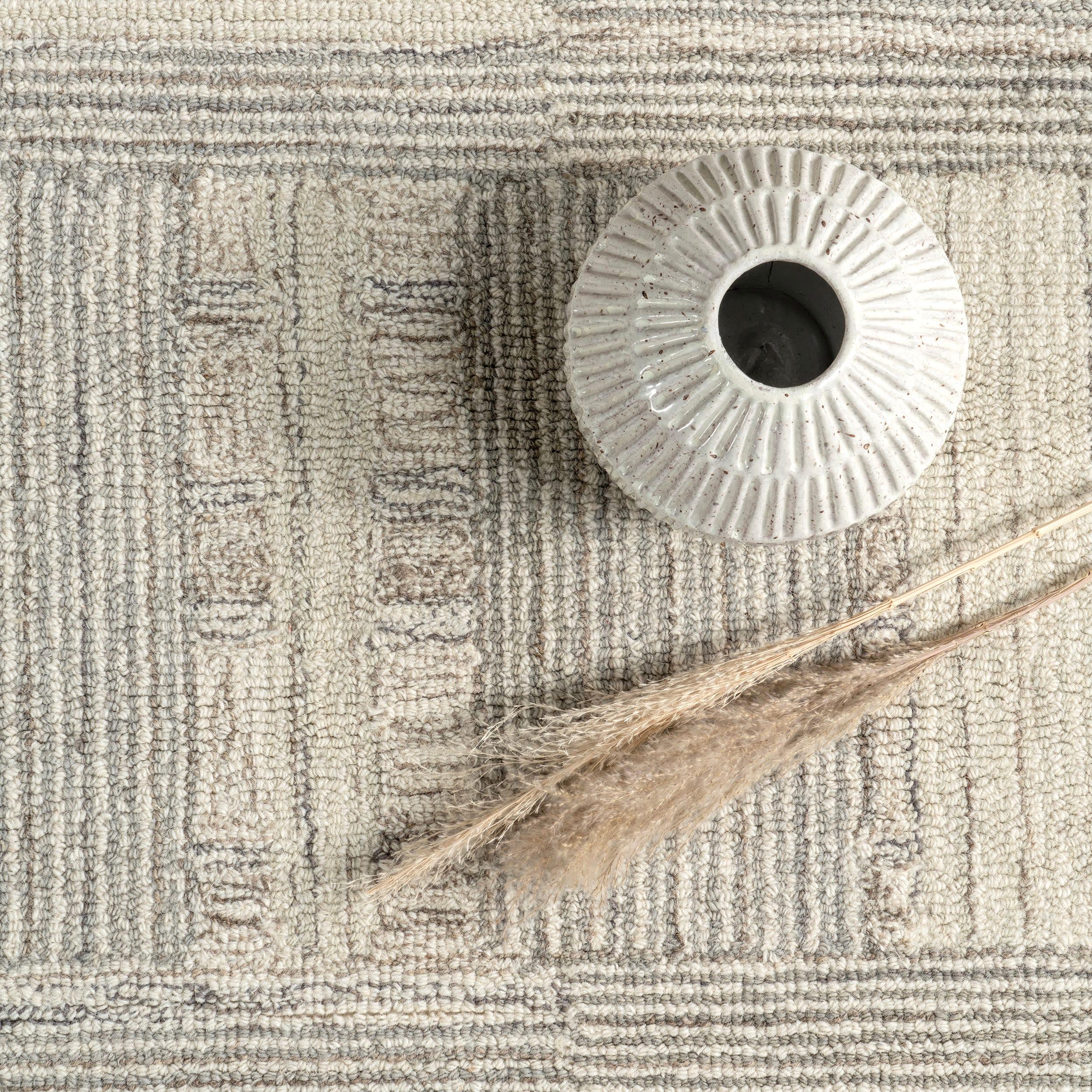 Nuloom Deco Striped Tile Wool Area Rug, 4' x 6', Light Grey