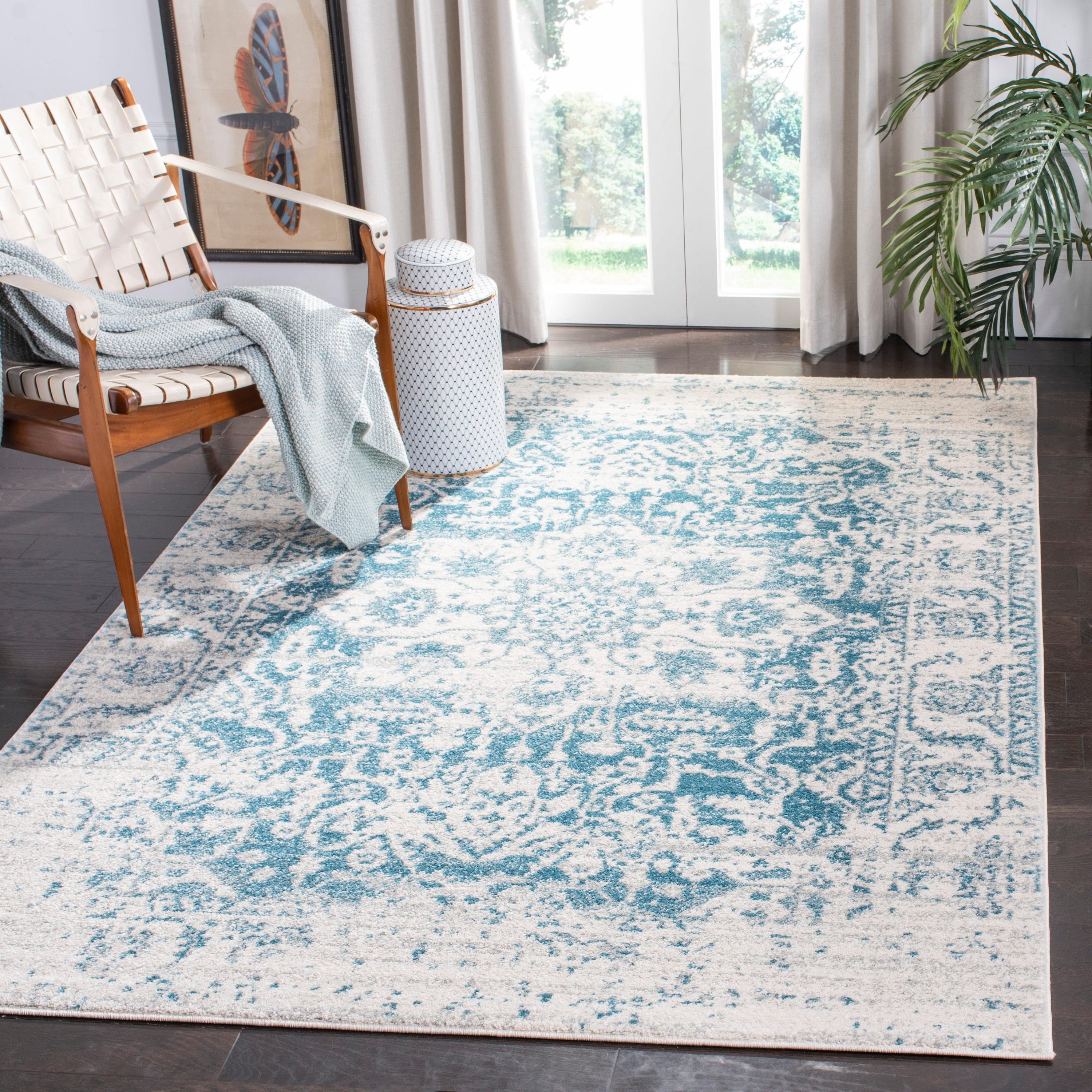 Madison MAD603 Power Loomed Indoor Area Rug - Teal/Ivory - 8'x10' - Safavieh