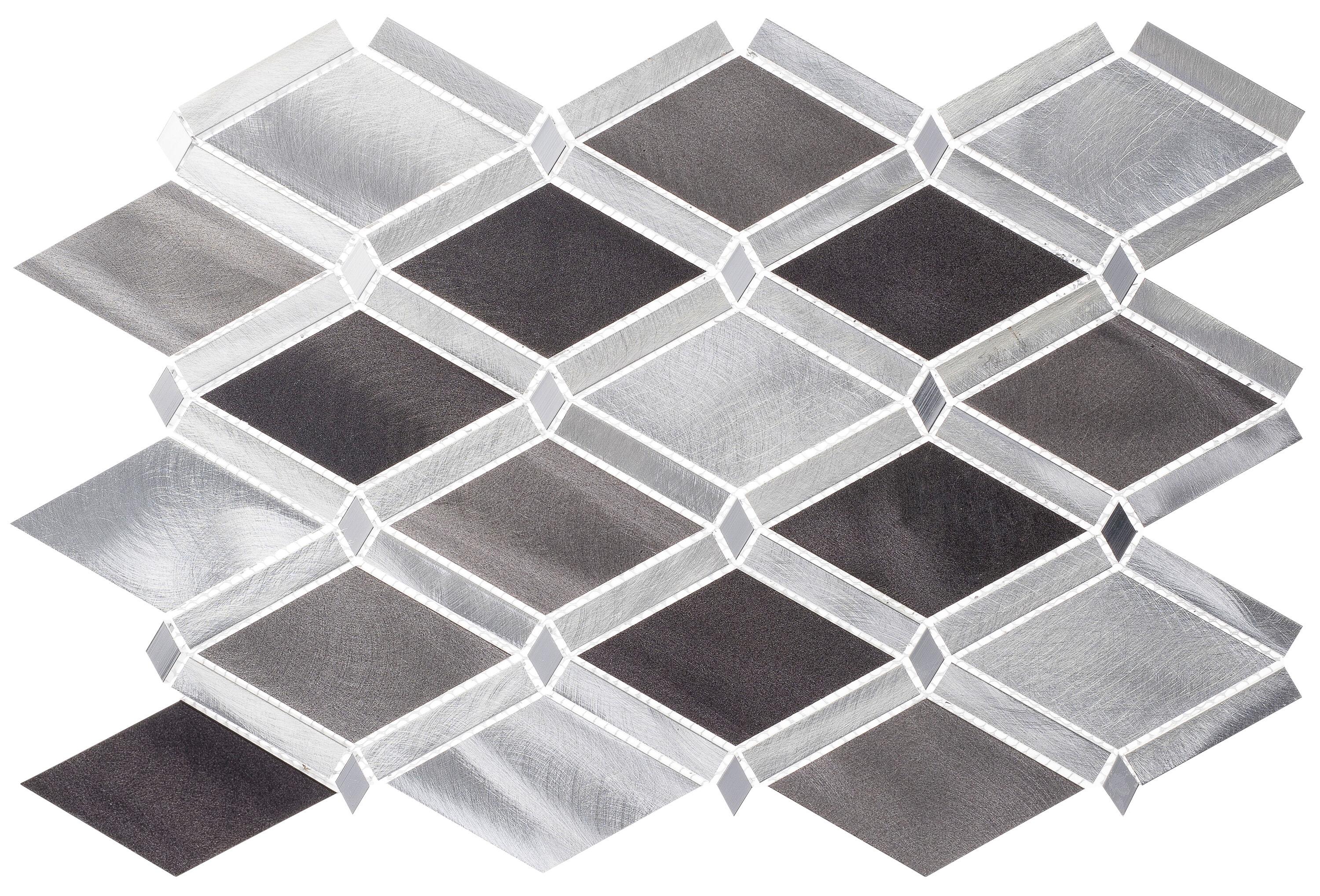 Andova Geom Aluminum Metal Diamond Mosaic Kitchen Backsplash, Bathroom, Shower, Wall and Floor Tile