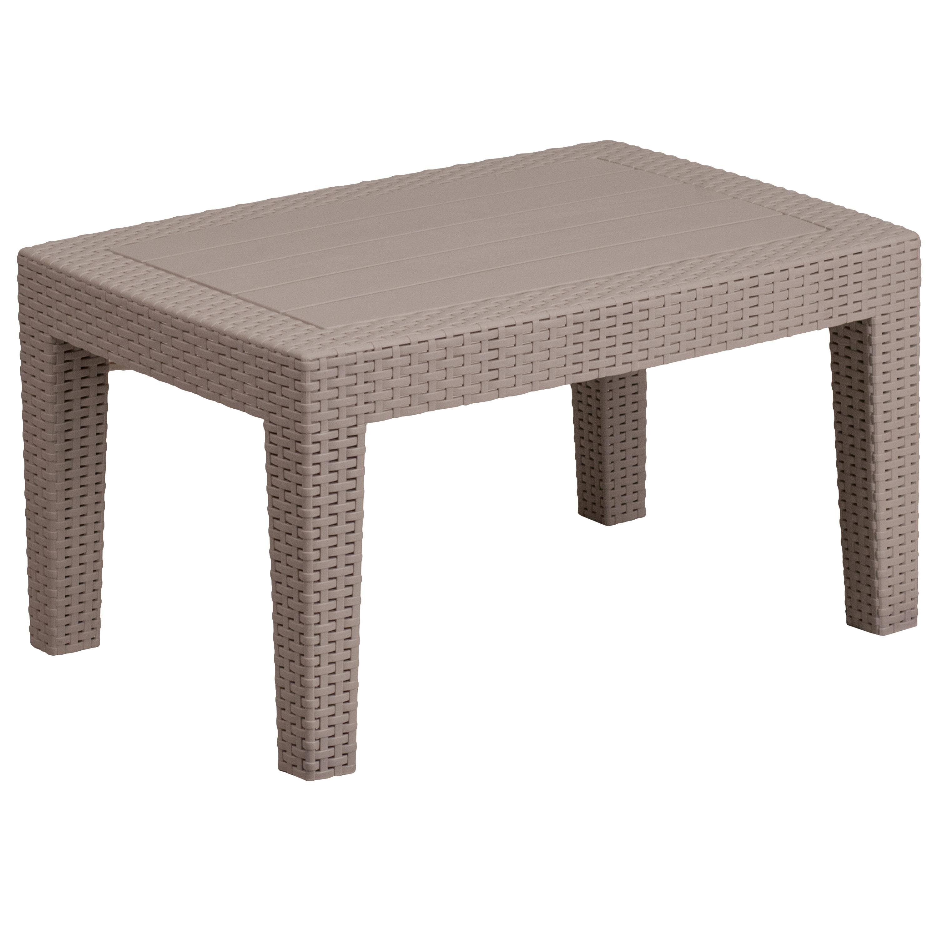 Flash Furniture Light Gray Faux Rattan Coffee Table