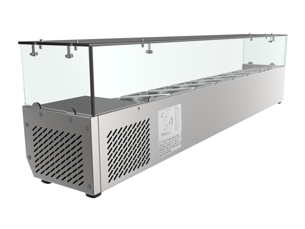 KoolMore 71 in. Eight Pan Refrigerated Countertop Condiment Prep Station