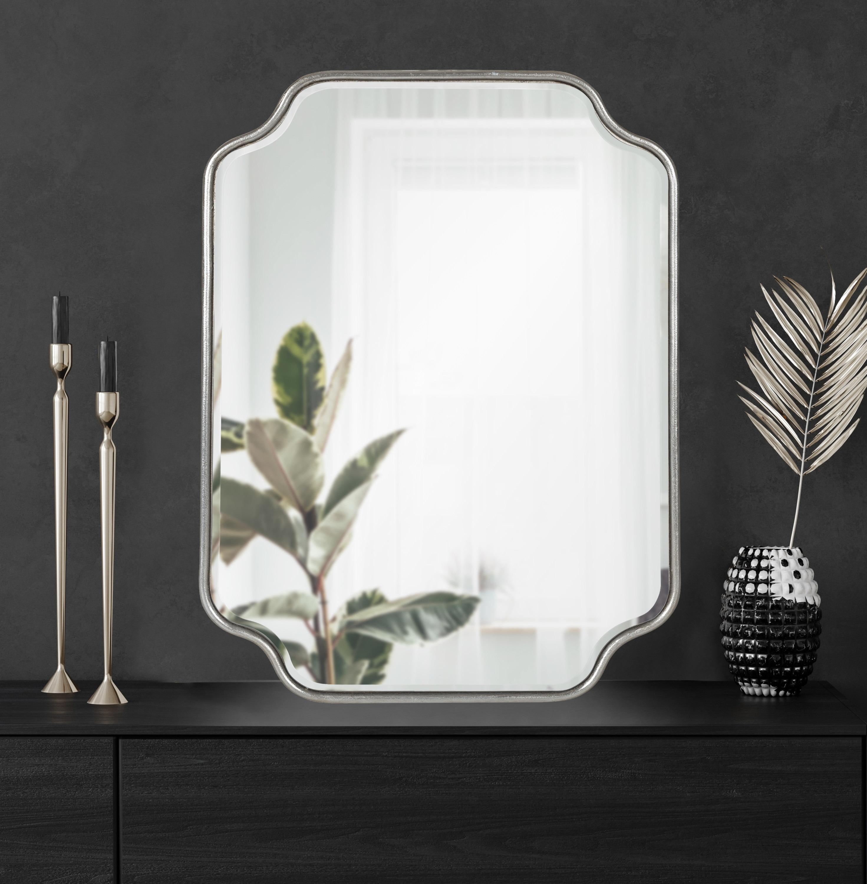 Kate and Laurel Plumley Glam Scalloped Wall Mirror, 18 x 24, Silver, Transitional Mirror Wall Decor