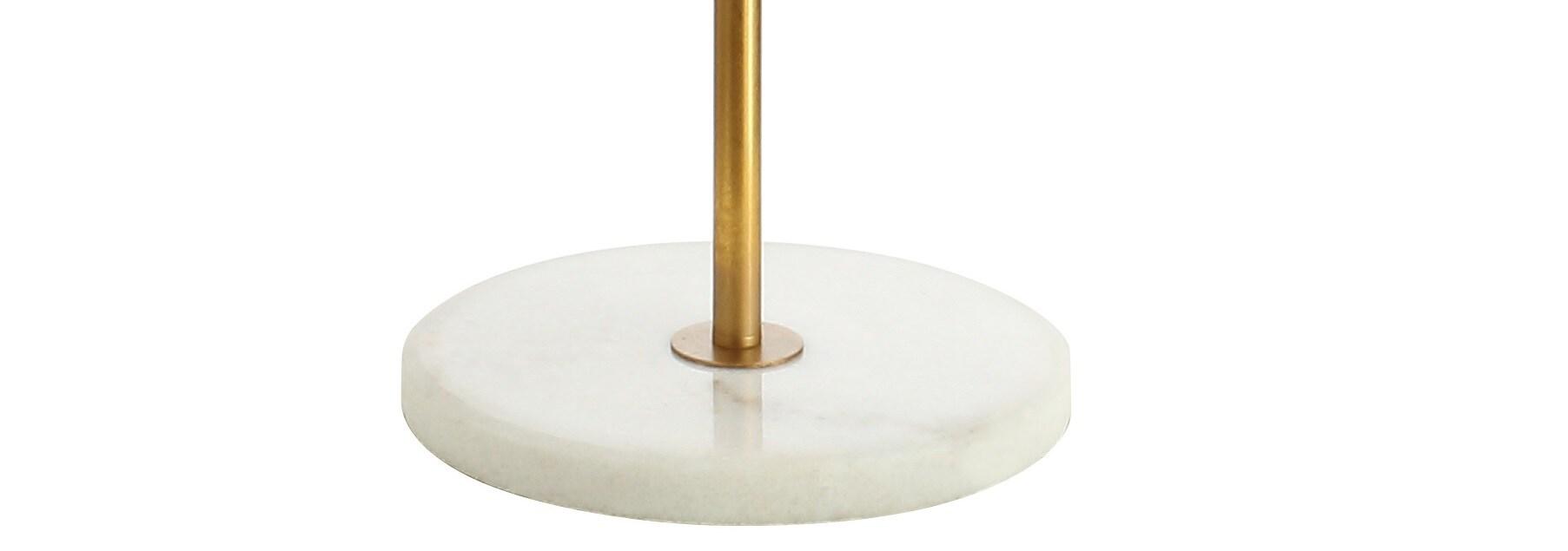 JONATHAN Y Diamante 61.5" Modern Gilt Metal with Marble Based LED Floor Lamp, Gold/White, JYL1083A