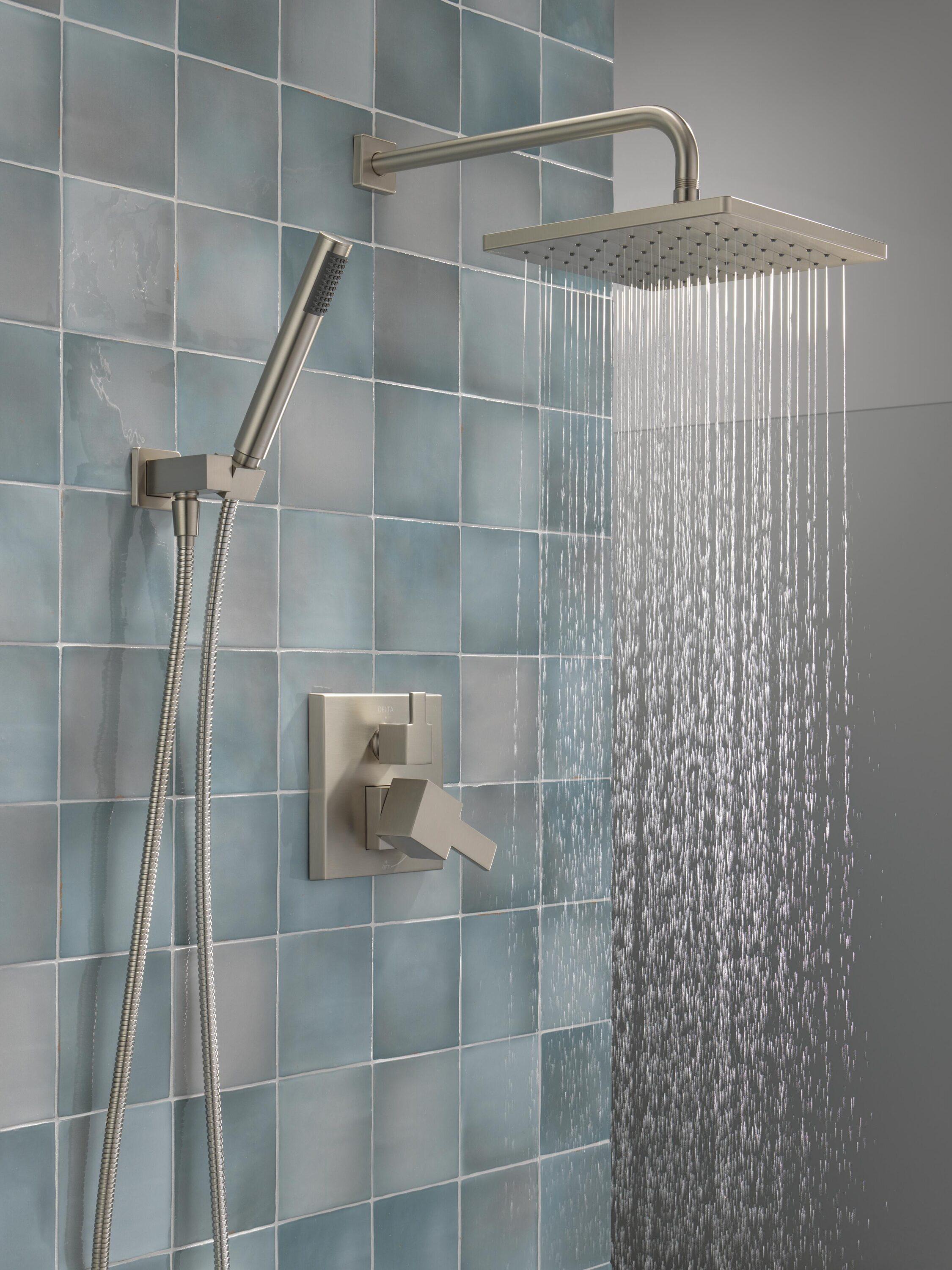 Modern Raincan Square Shower System, Rain Shower Head with Handheld Spray, Shower Faucet Set