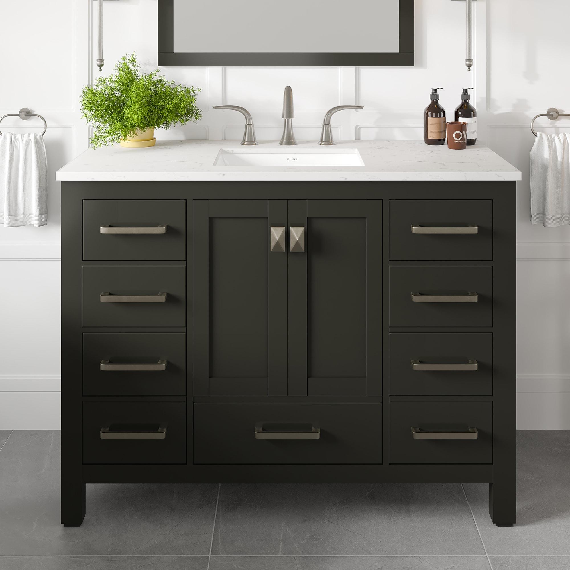 Eviva Aberdeen 42" Transitional Espresso Bathroom Vanity with White Carrara Countertop