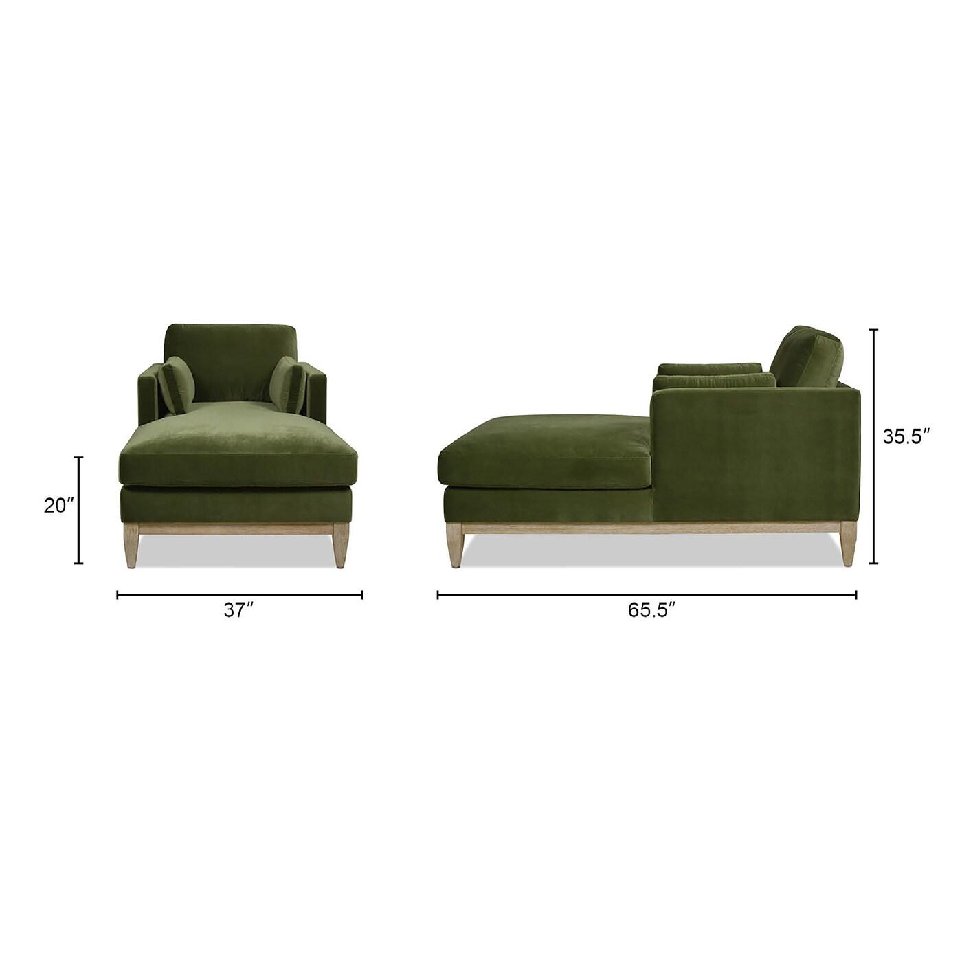 Jennifer Taylor Home Knox 65" Modern Farmhouse Performance Velvet Living Room Chaise Lounge Chair in Olive Green