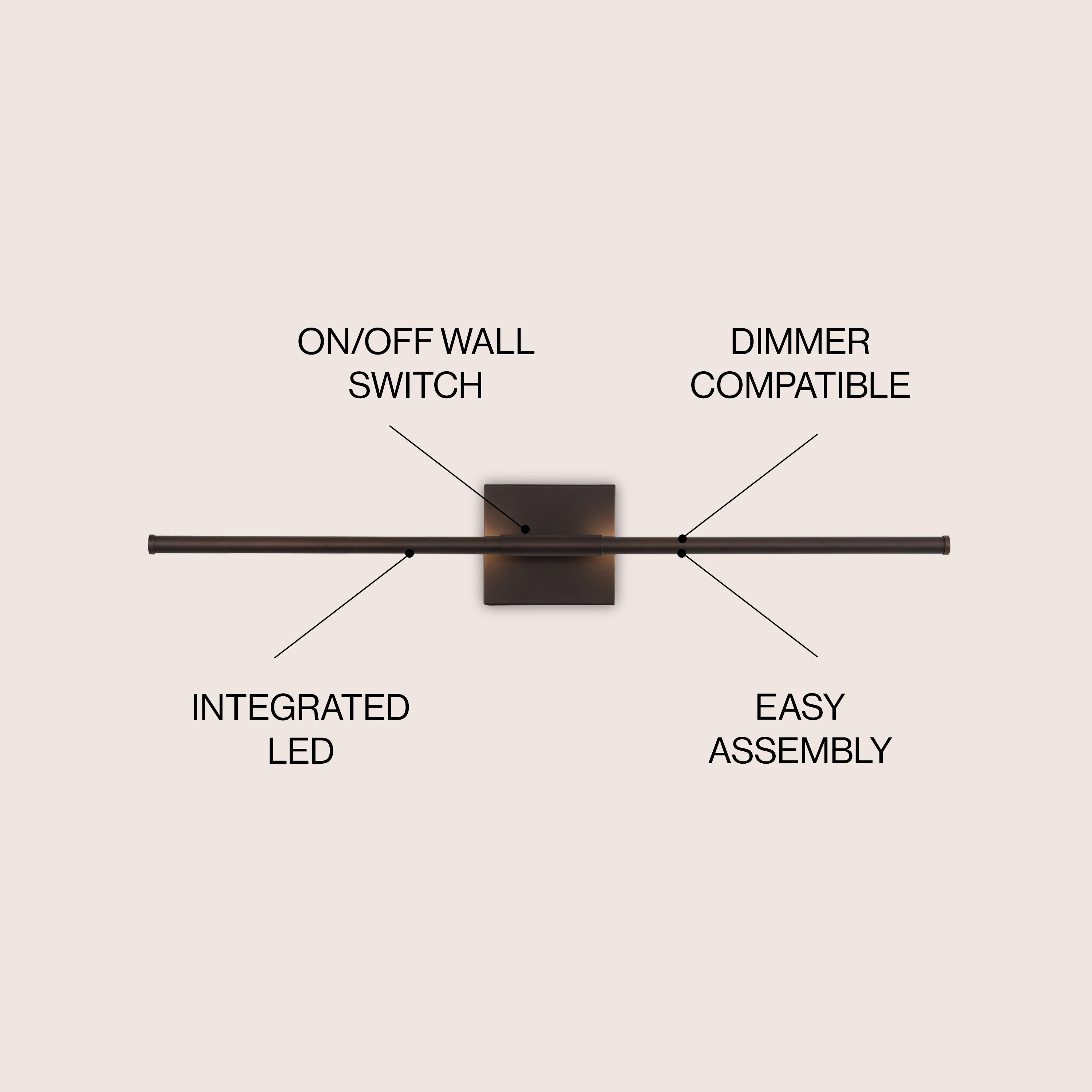 JONATHAN Y Makena 16.25" Modern Minimalist Dimmable Integrated LED Metal Wall Sconce, Oil Rubbed Bronze