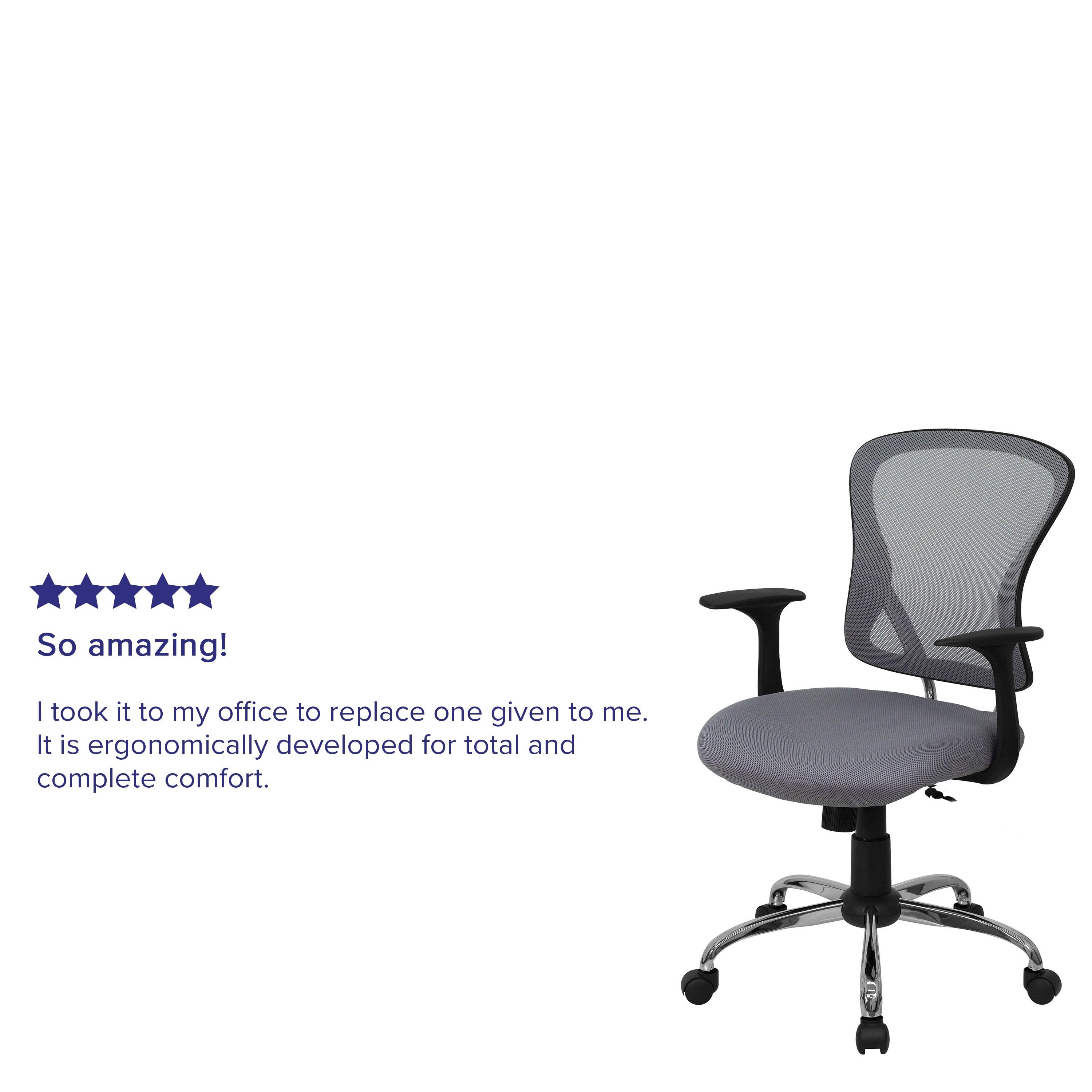 Flash Furniture Mid-Back Mesh Swivel Task Office Chair with Chrome Base and Arms
