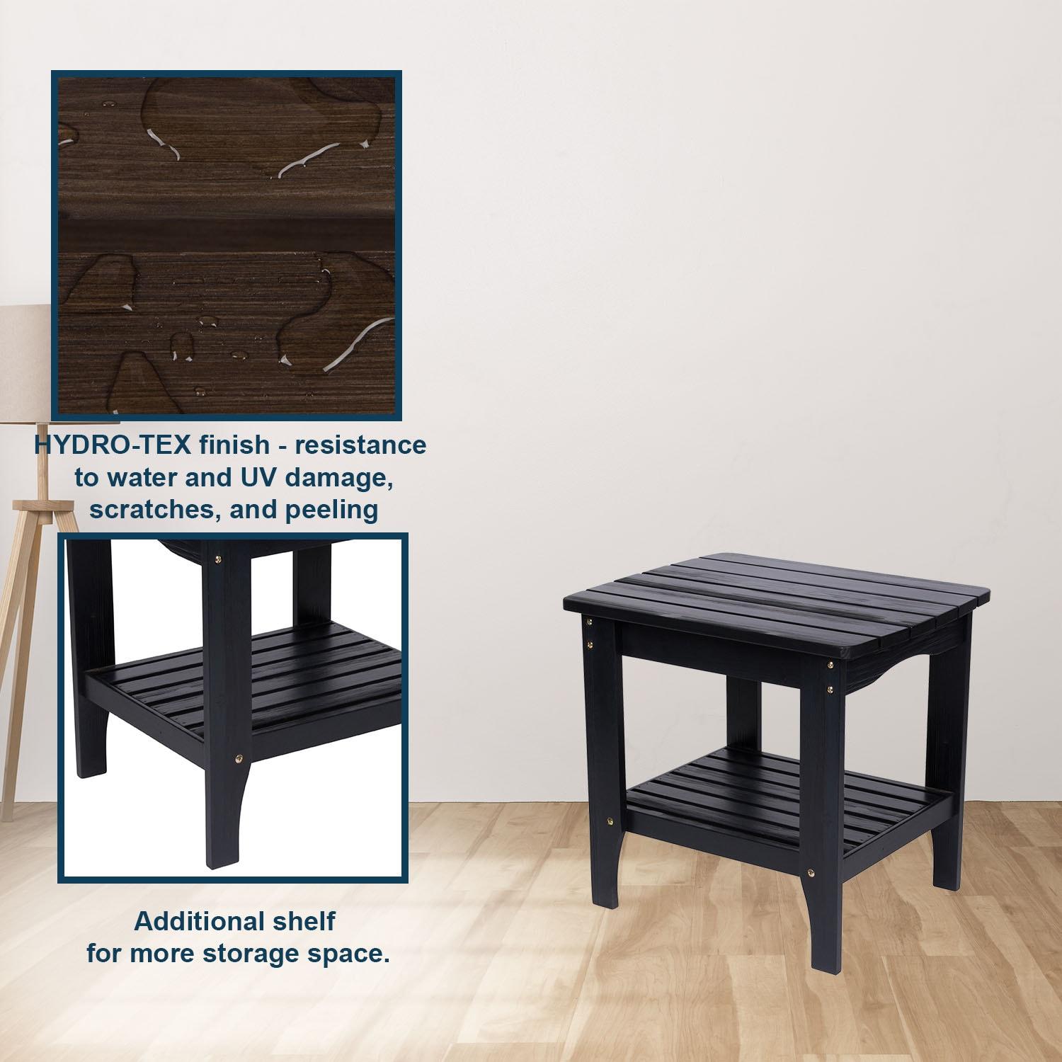 Shine Company Rectangular Traditional Wood Indoor/Outdoor Side Table in Black