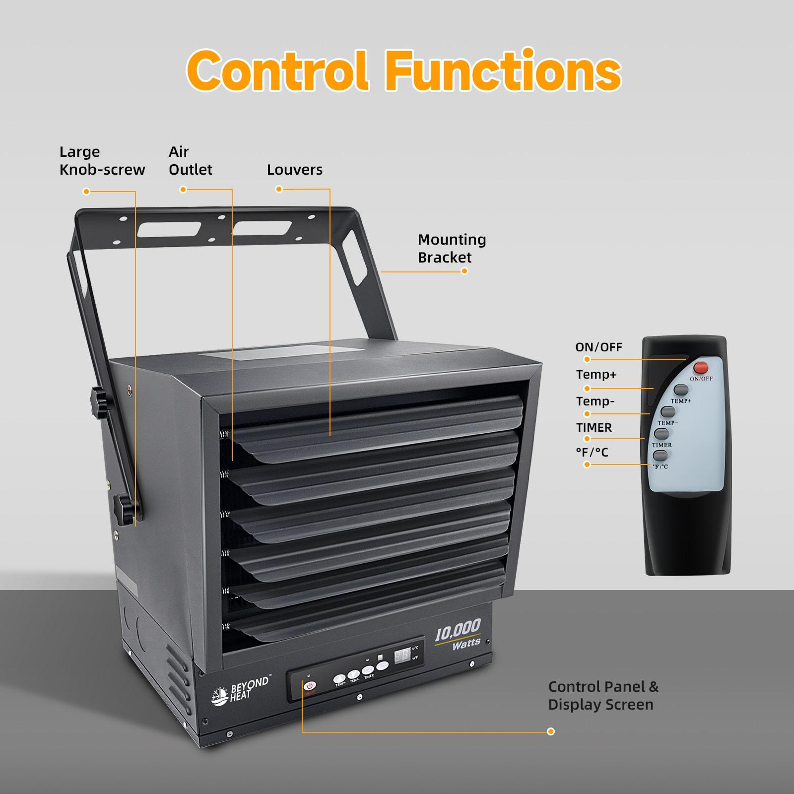 Beyond Heat Black 10000W Electric Overheat Protection Garage Heater