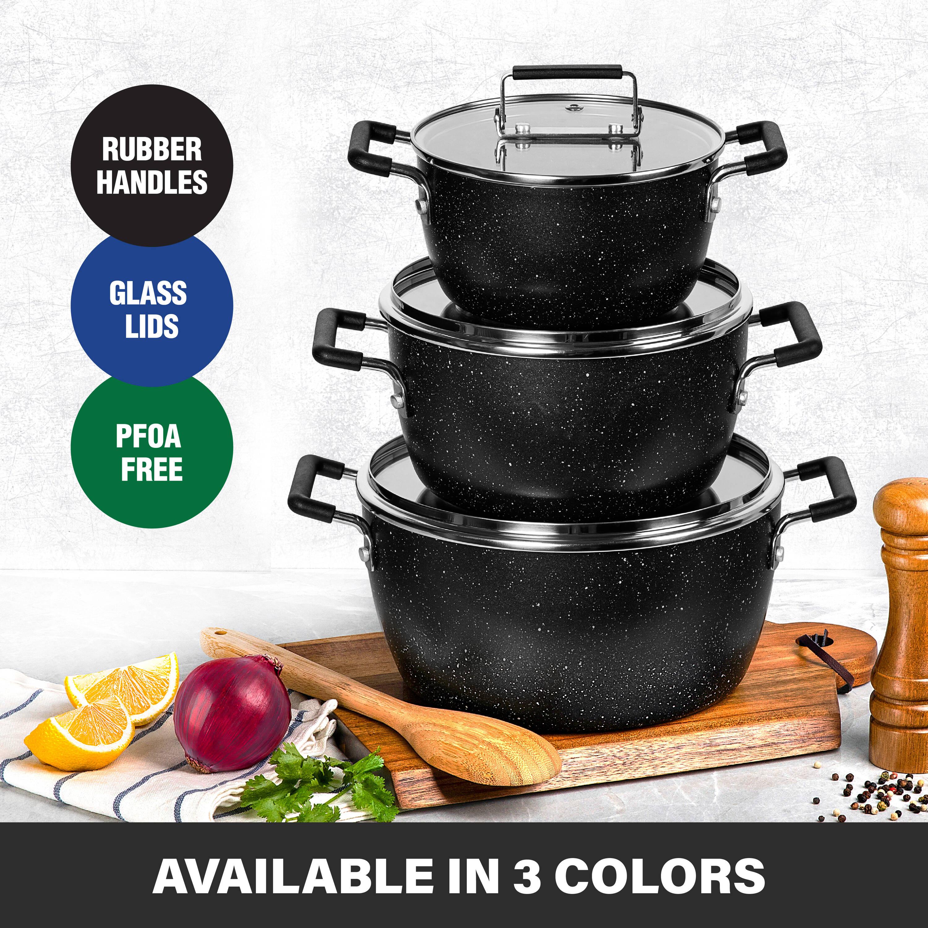 Granitestone Granitestone 6 Piece Stackable Nonstick Nesting Pots with Lids, Dishwasher Safe