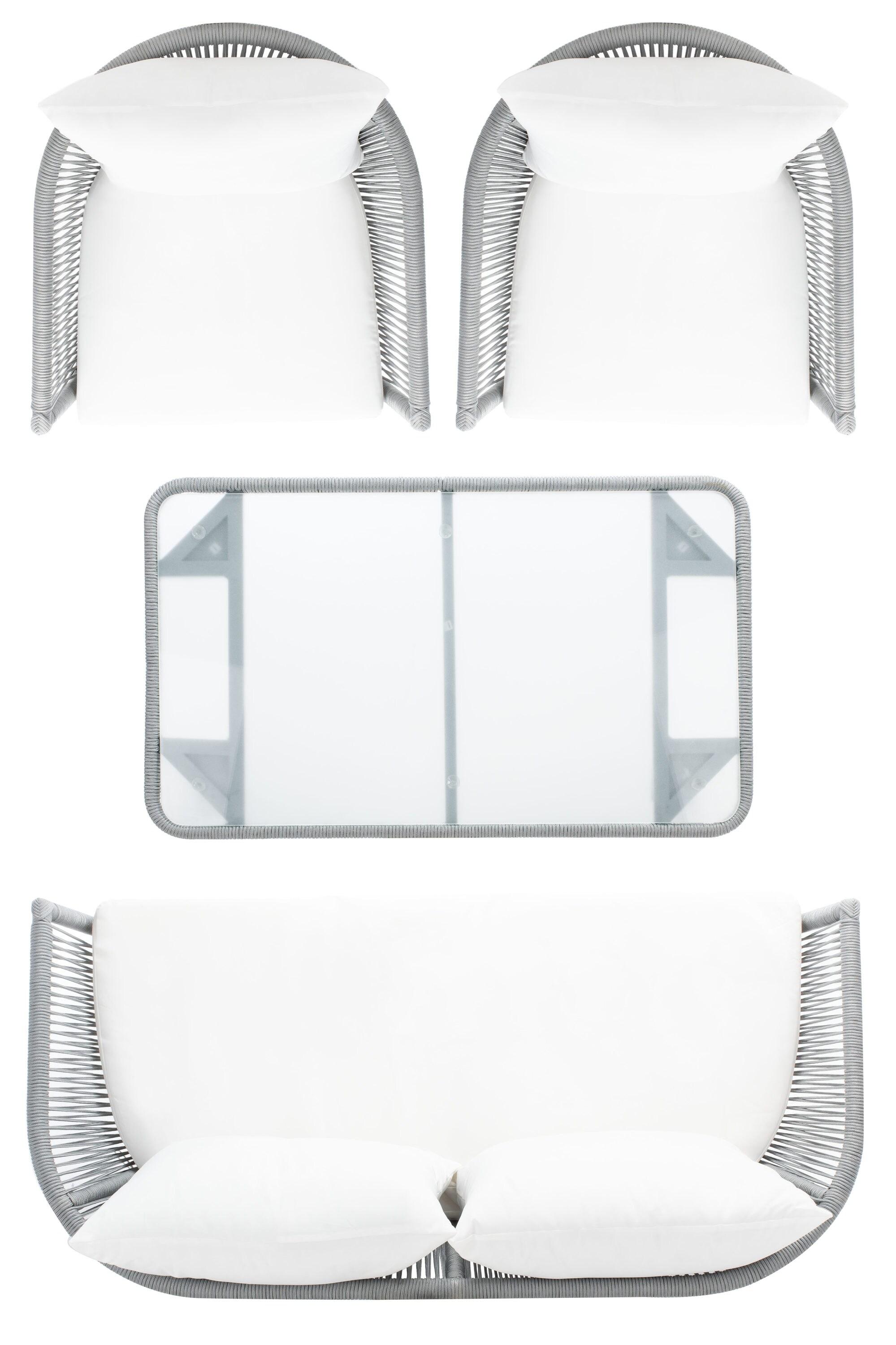 Belmi 4 Piece Rope Living Set - Indoor/Outdoor - PAT7517 - Grey/Beige - Safavieh