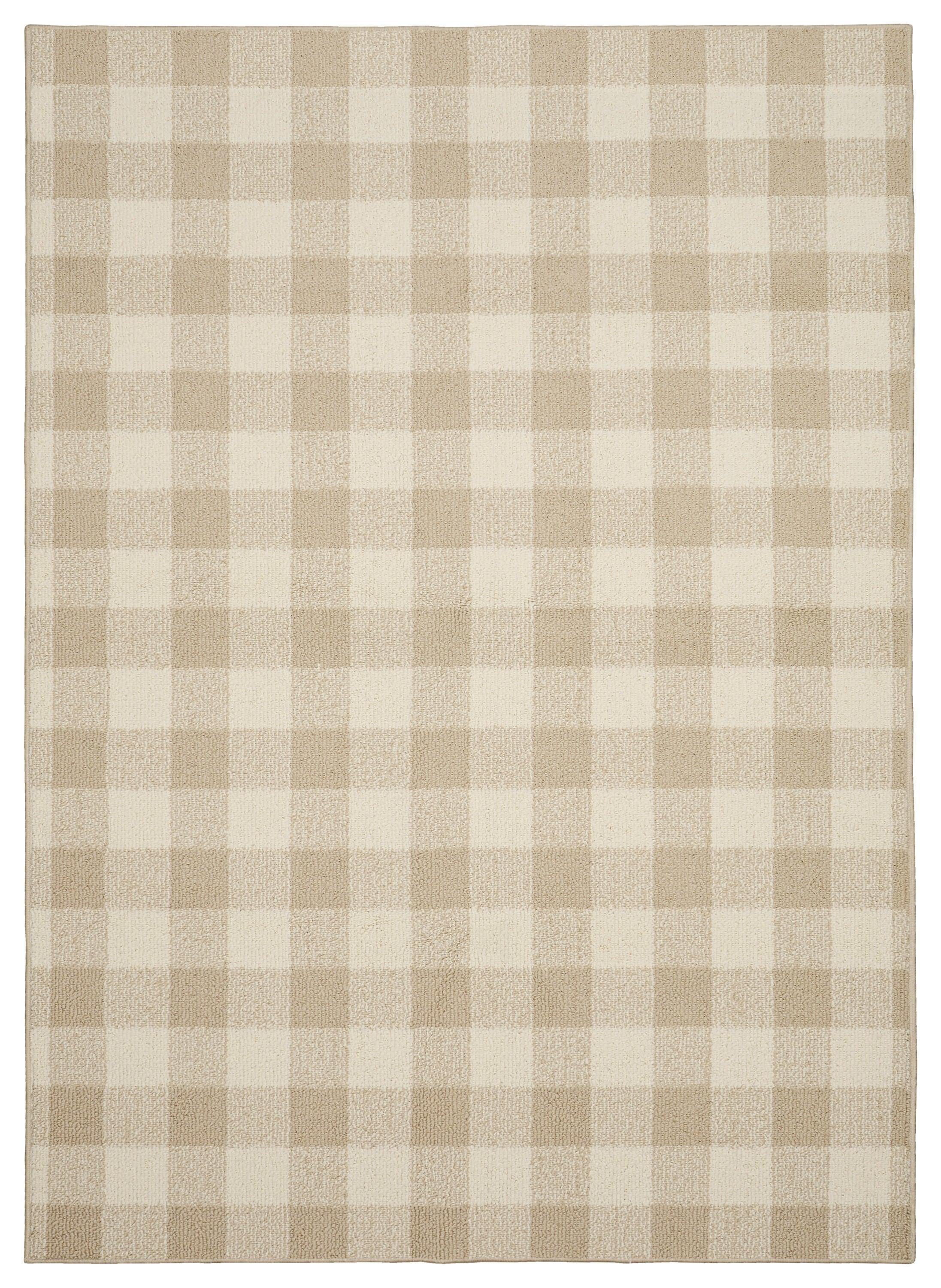 Garland Rug Country Living Buffalo Plaid Polypropylene Tan/Ivory Indoor Area Rug, 7' x 10'