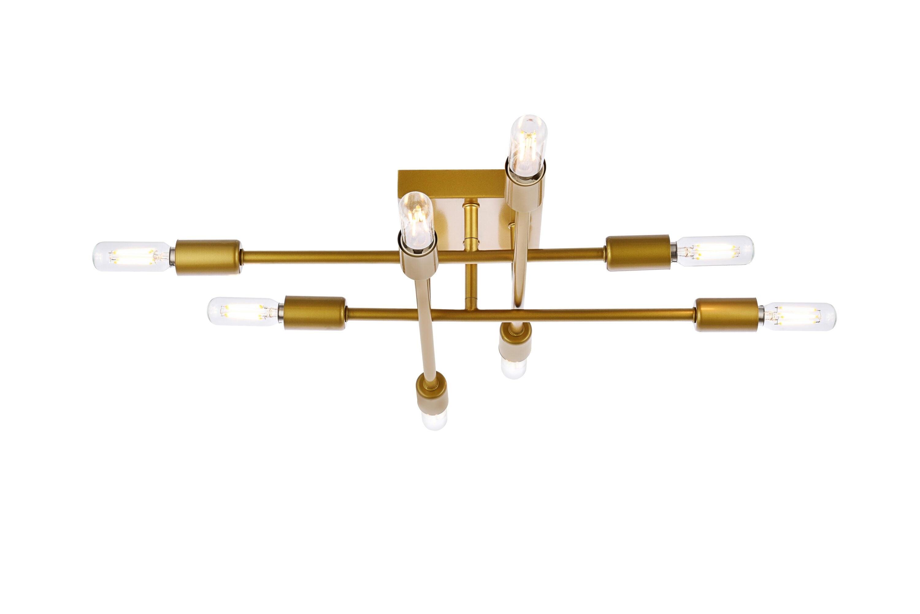 Elegant Lighting Script 8 lights brass flush mount