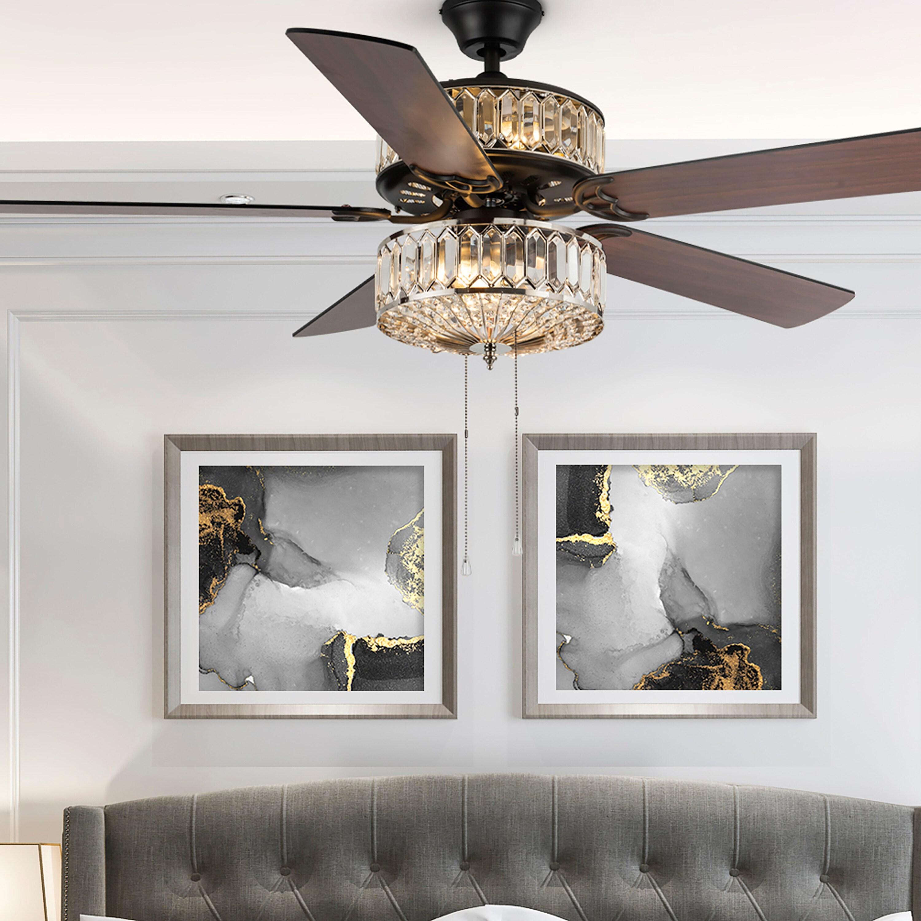 Kelly Clarkson Home 52" Lea 5 - Blade Geometric Cut Crystal Ceiling Fan with Pull Chain