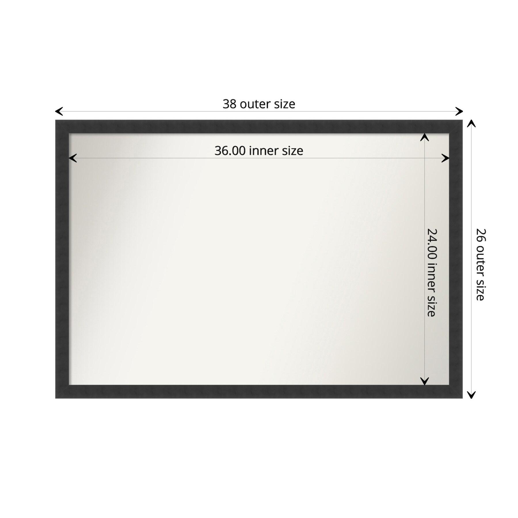 Amanti Art Mezzanotte Black Non-Beveled Wood Bathroom Wall Mirror 26 x 38 in.