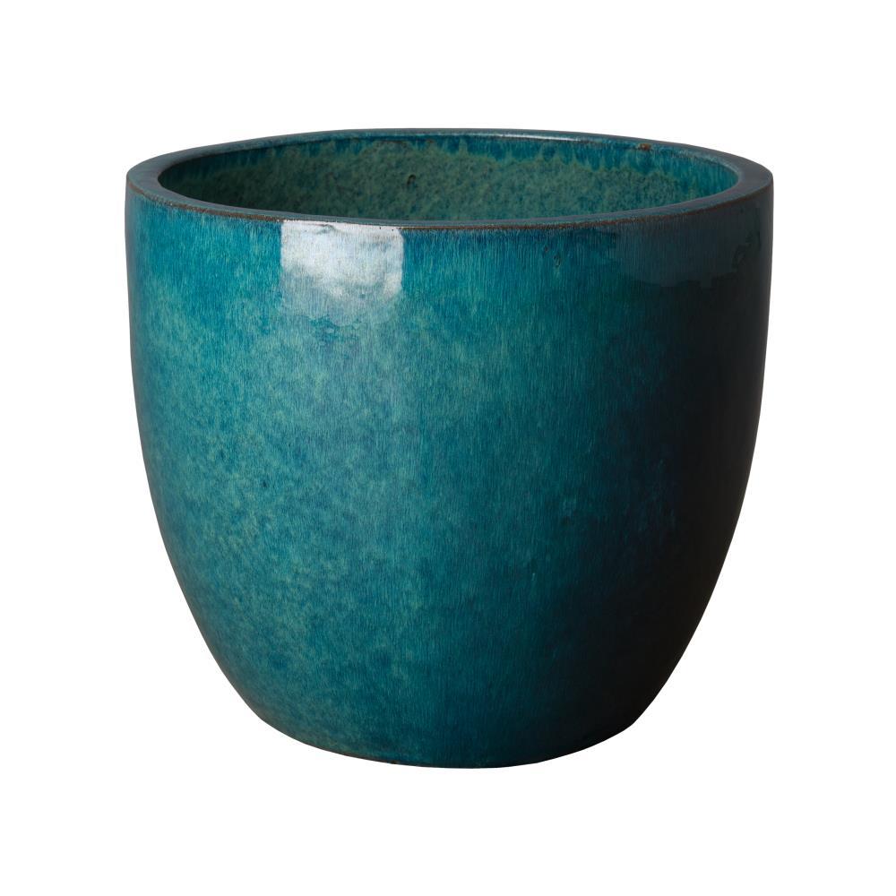 Large Teal Ceramic Round Indoor/Outdoor Planter