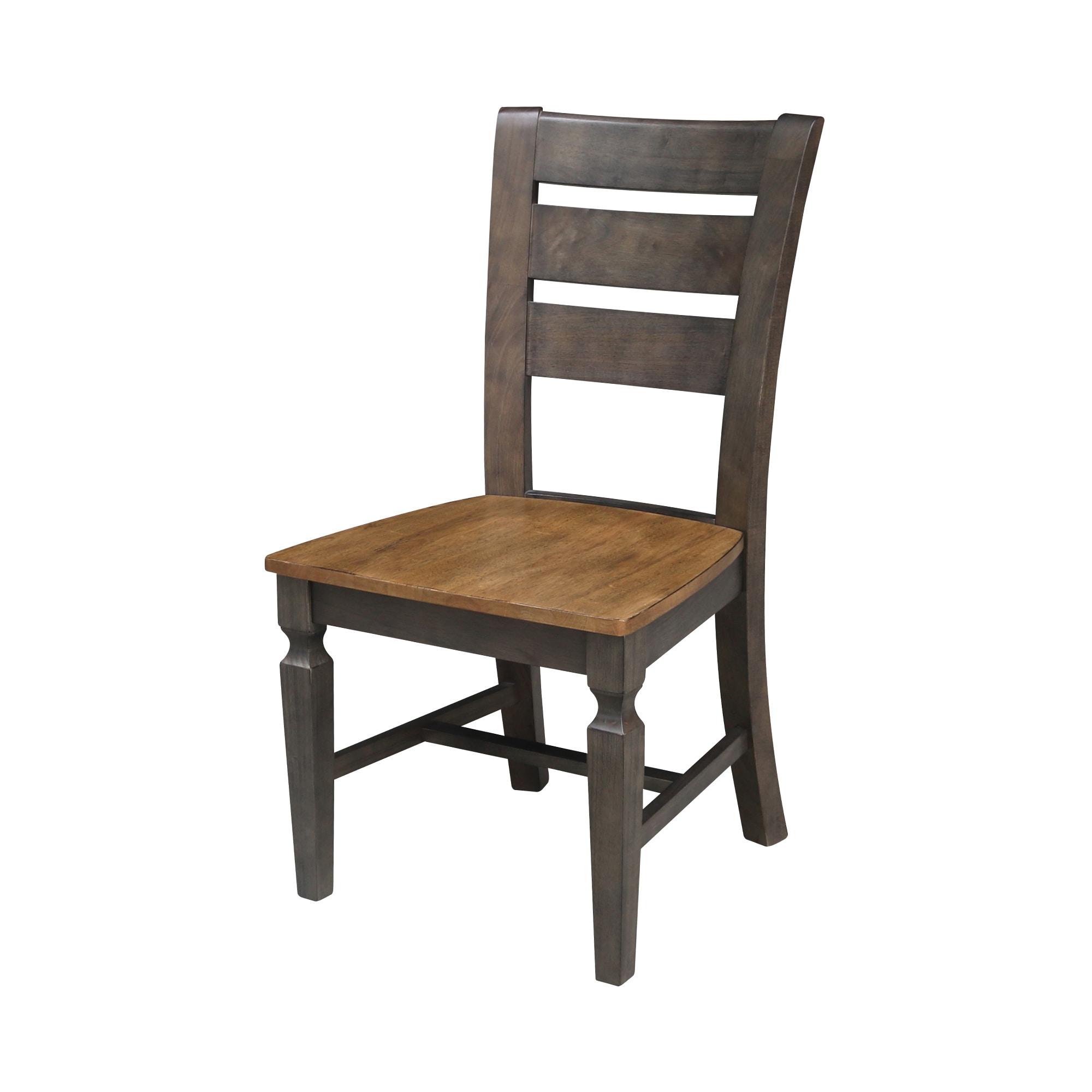 Set of 2 Vista Ladder Back Dining Chairs Hickory Brown - International Concepts: Solid Wood, Armless